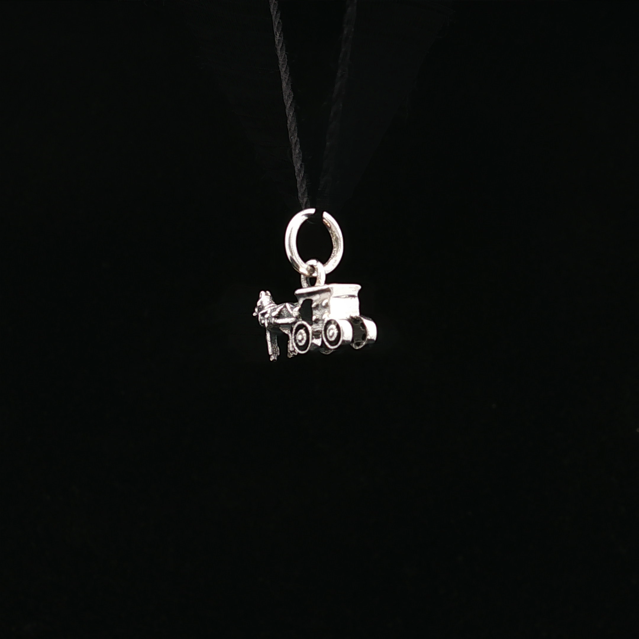 Antiqued Silver 3D Horse Buggy Charm