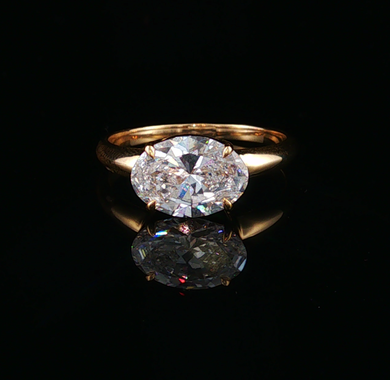 Sybil 14K Yellow Gold 2CT East/West Oval Lab-Grown Diamond Ring