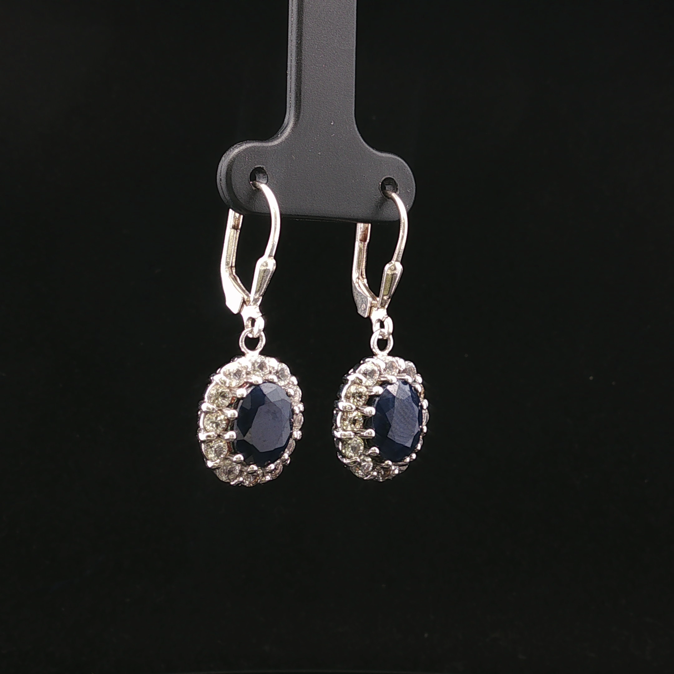 Esthera White Silver Lapis Dangle Earrings