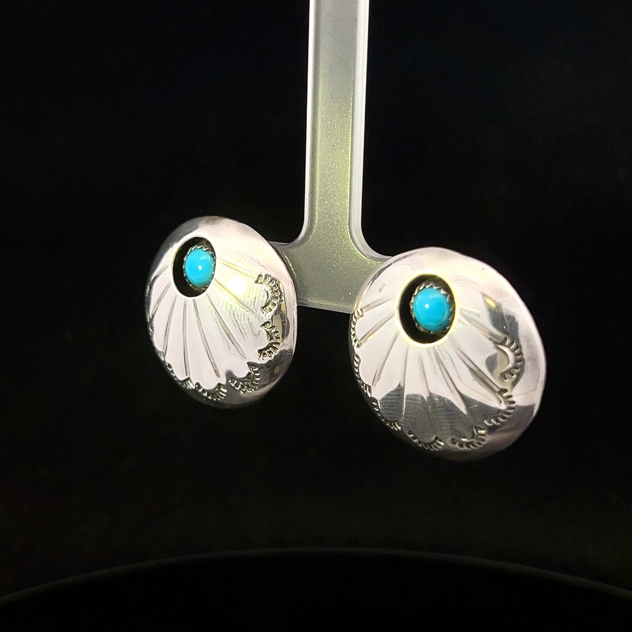 Jessie S/S Large Button Turquoise Earrings