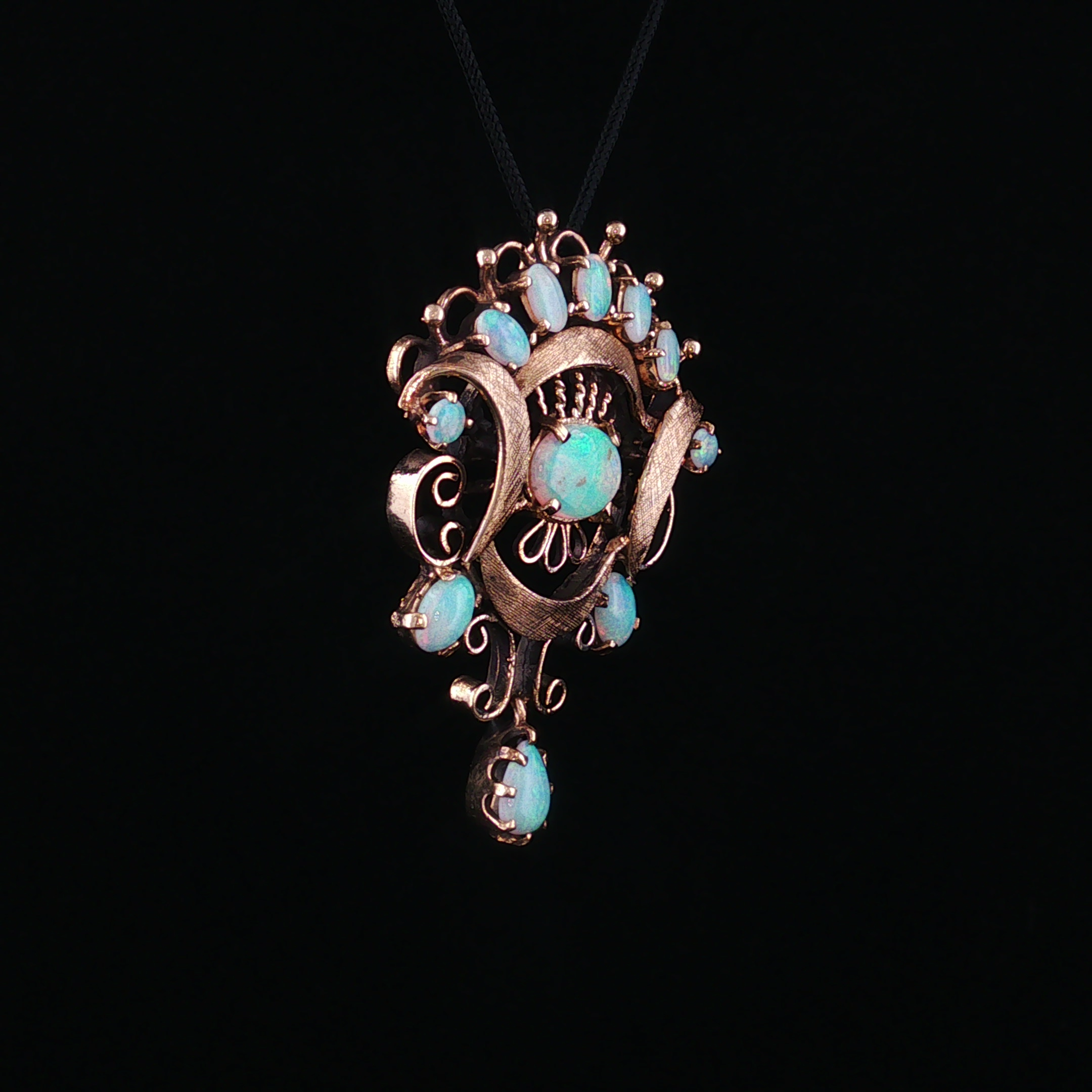 Fern 14K Antique Opal Pin Pendant