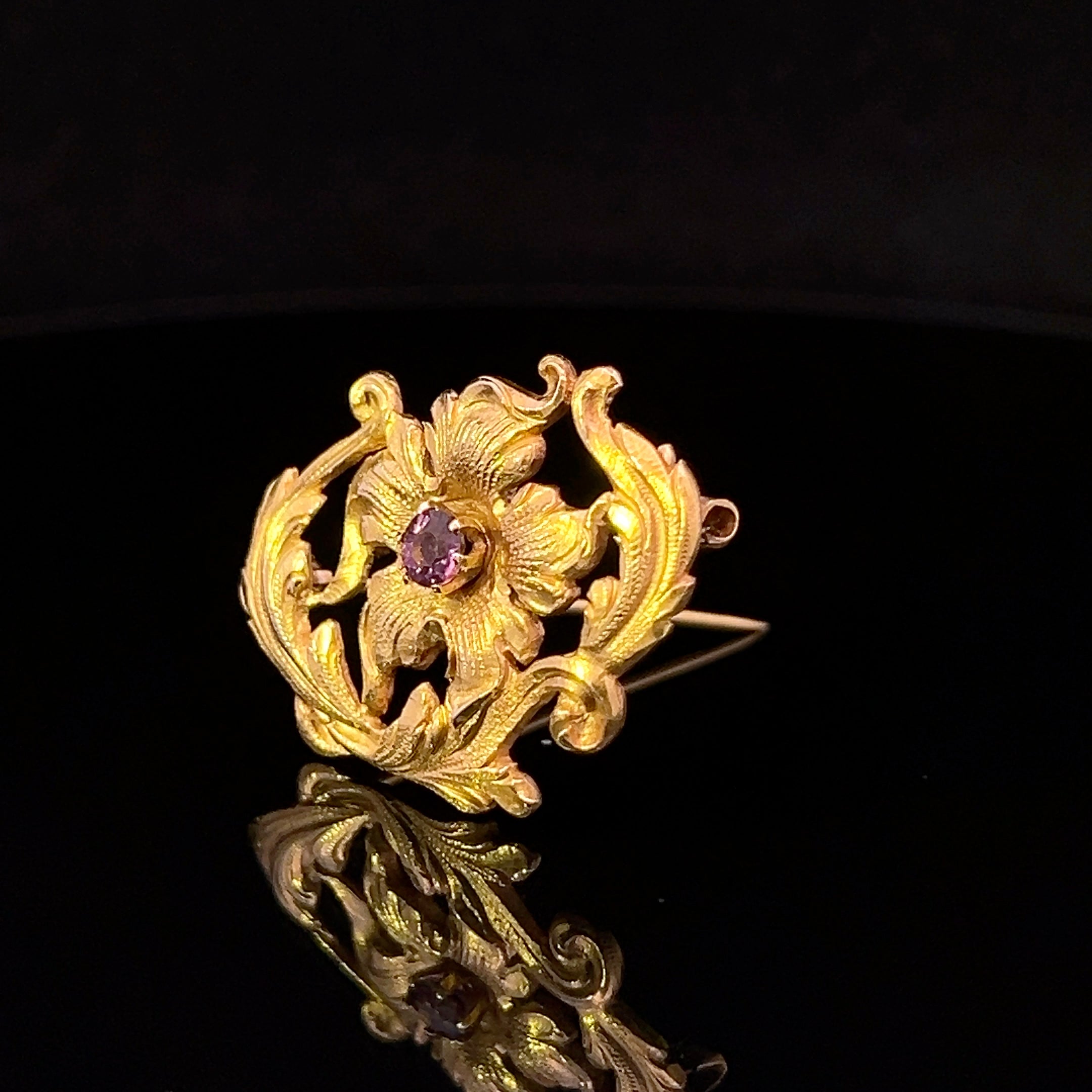 Keilani 14K Yellow Gold Amethyst Flower Pin
