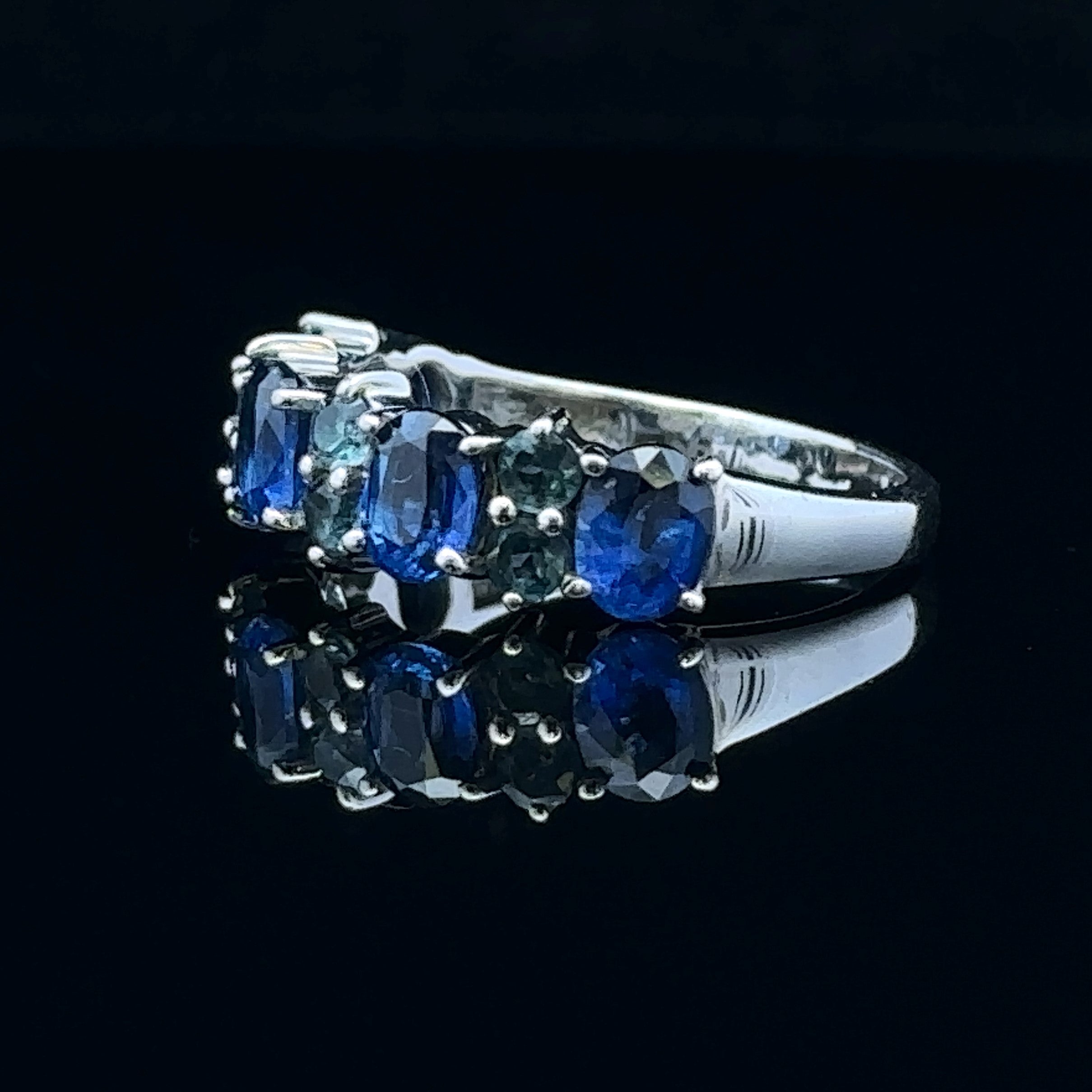 Alaiya White Silver Contemporary Fashion Ring with London Blue Topaz and Kyanite