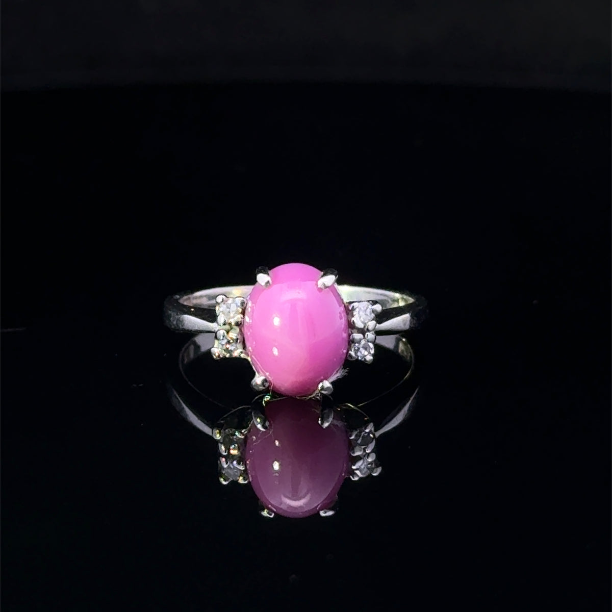 Wisteria 14k White Gold Diamond & Synthetic Star Ruby Ring