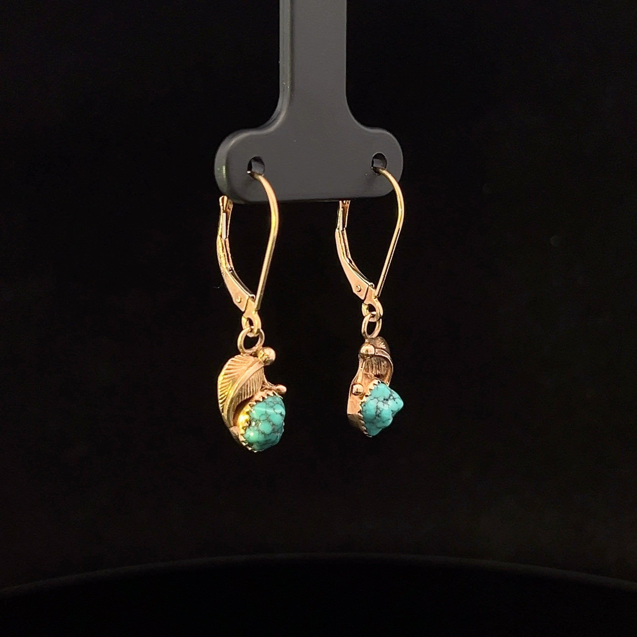 Cecilia 14KY Turquoise Nugget Dangle Earrings