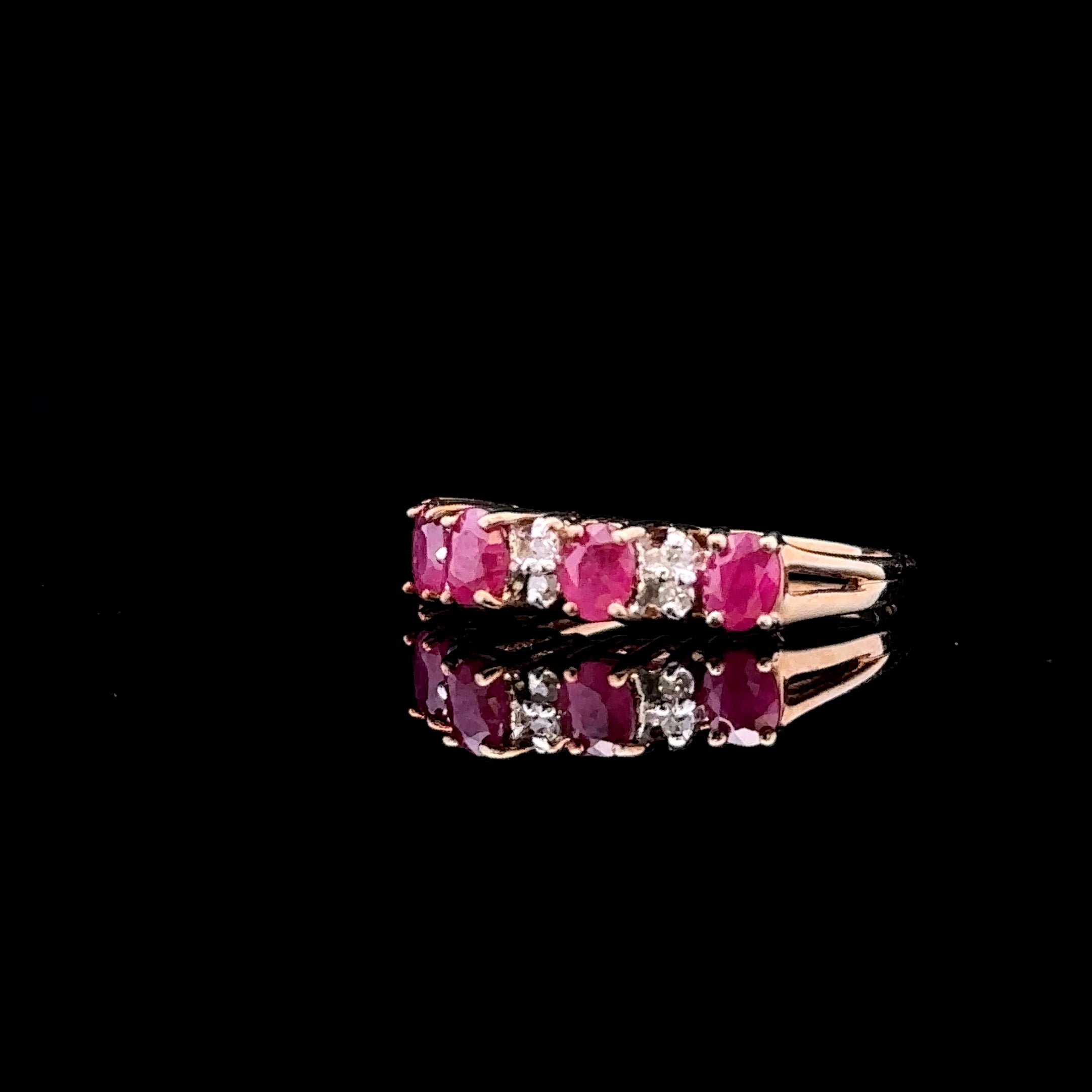 Kathryn 10K Yellow Gold 5-Stone Ruby and Diamond Accent Ring
