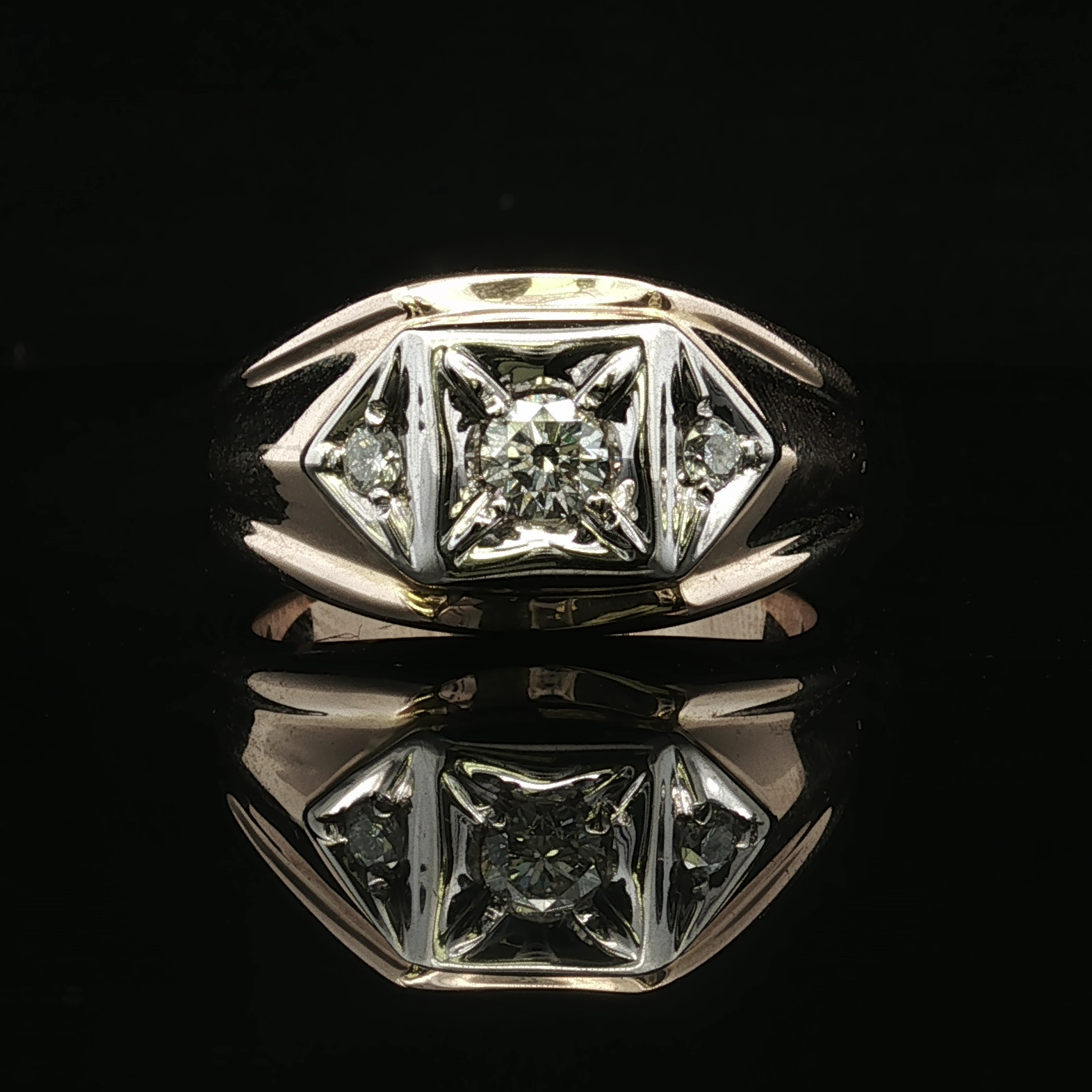 Avery Diamond Ring in 14K Two Tone Gold