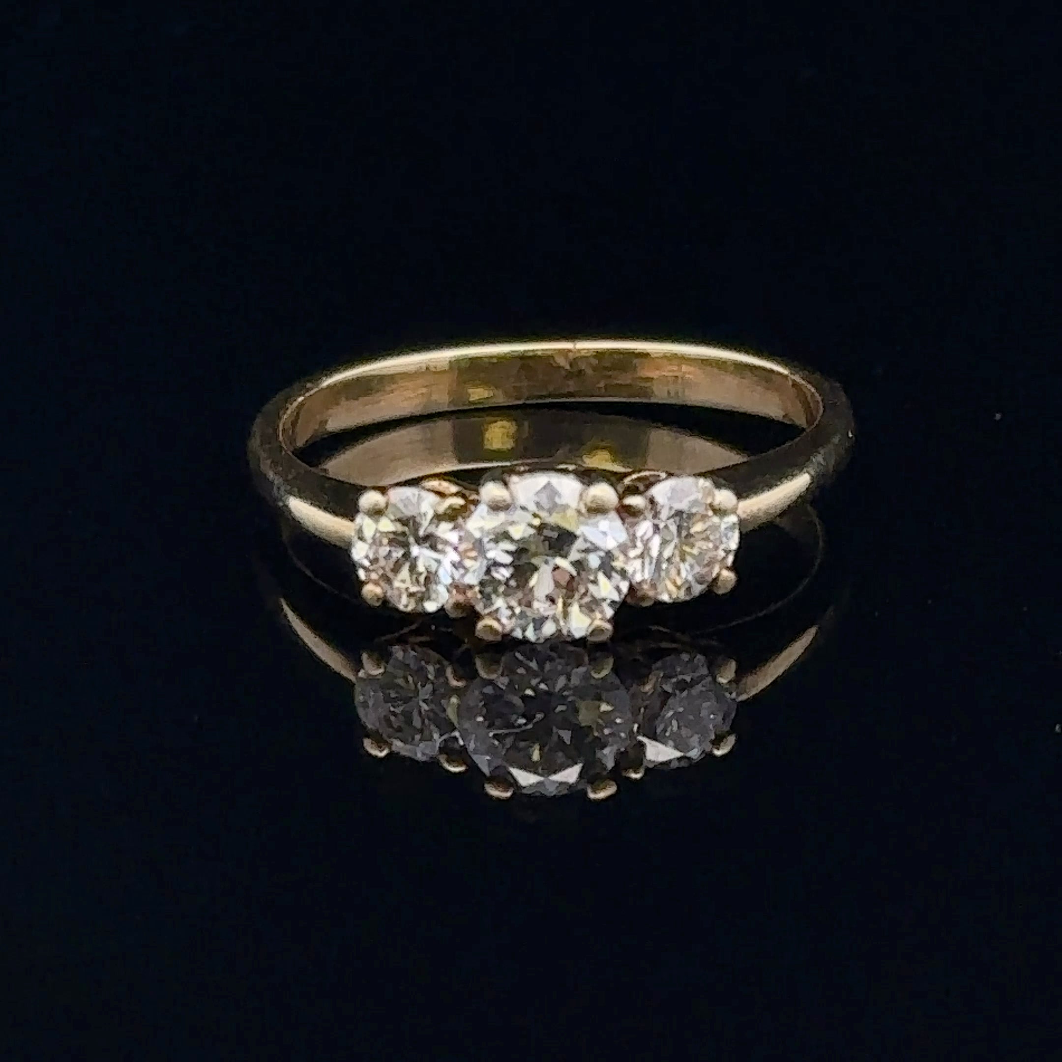Karter 18K Yellow Gold Three Stone Diamond Engagement Ring