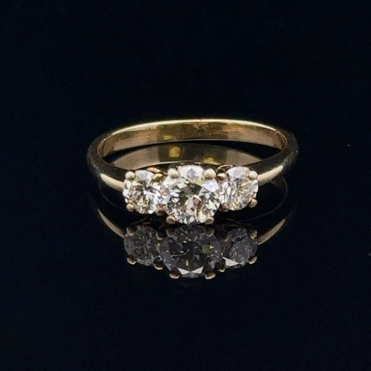 Karter 18K Yellow Gold Three Stone Diamond Engagement Ring