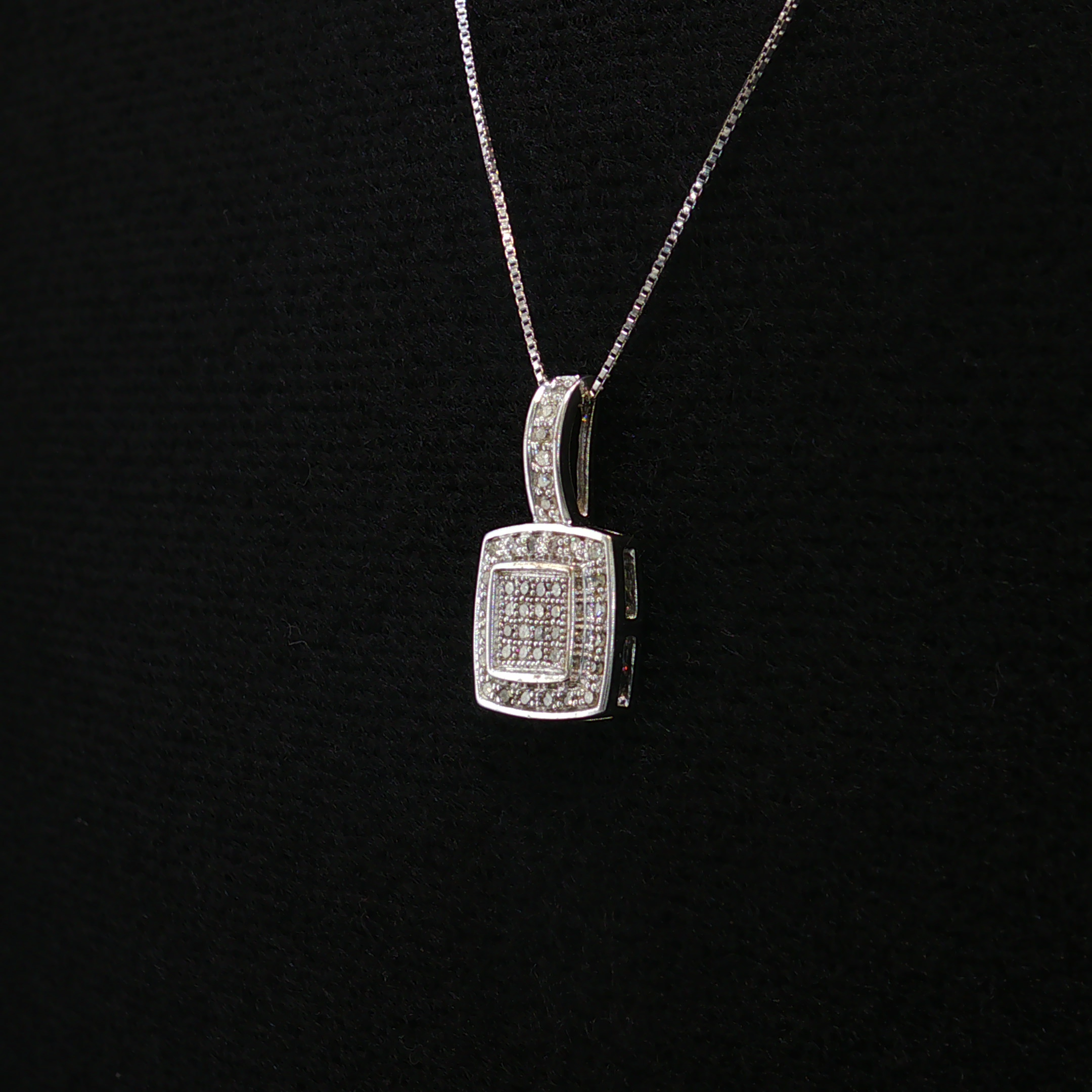 Primrose 10K White Gold Square Diamond Necklace – 0.21 CTW