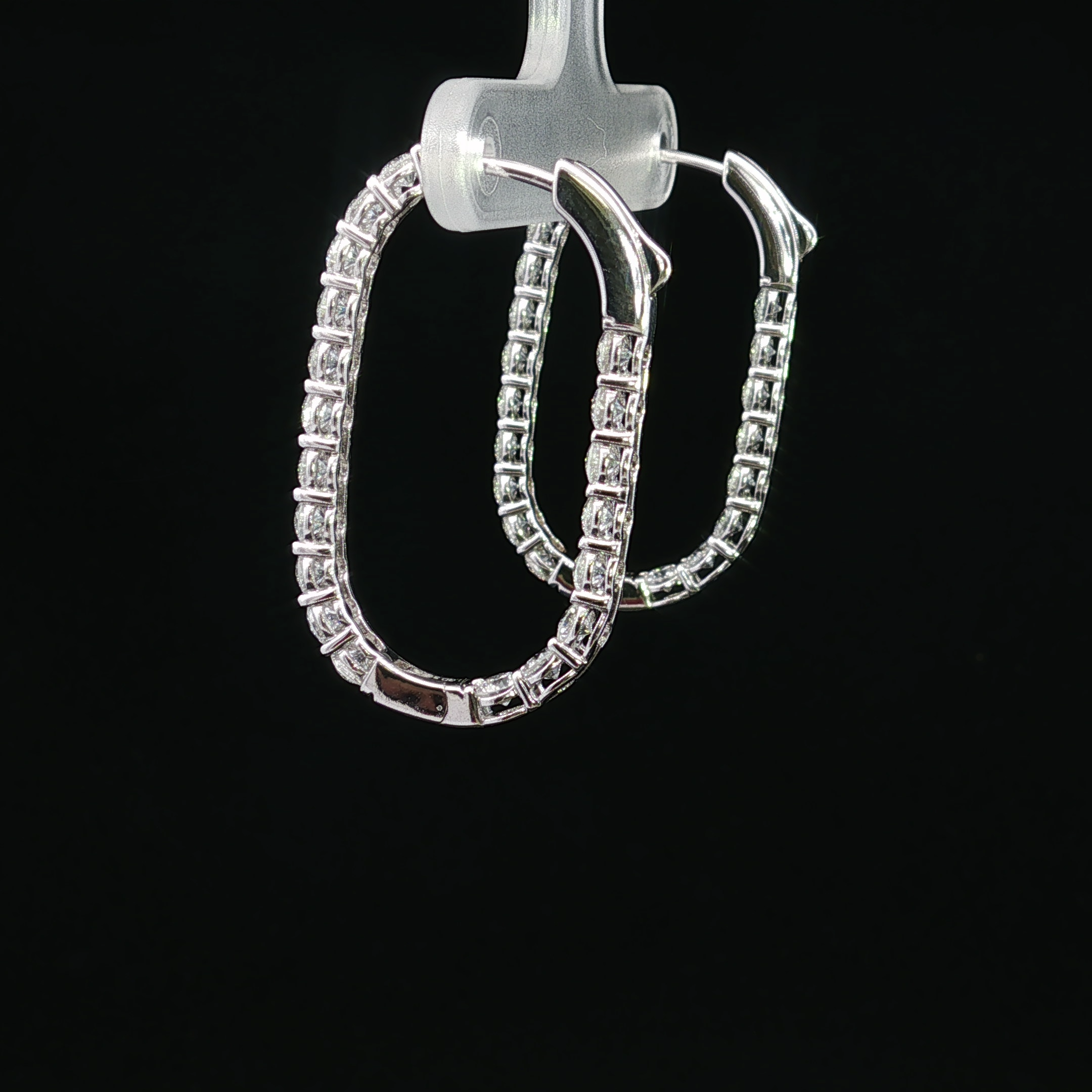 14K White Gold Medium Hoop Earrings with 3.00ct Lab Diamonds