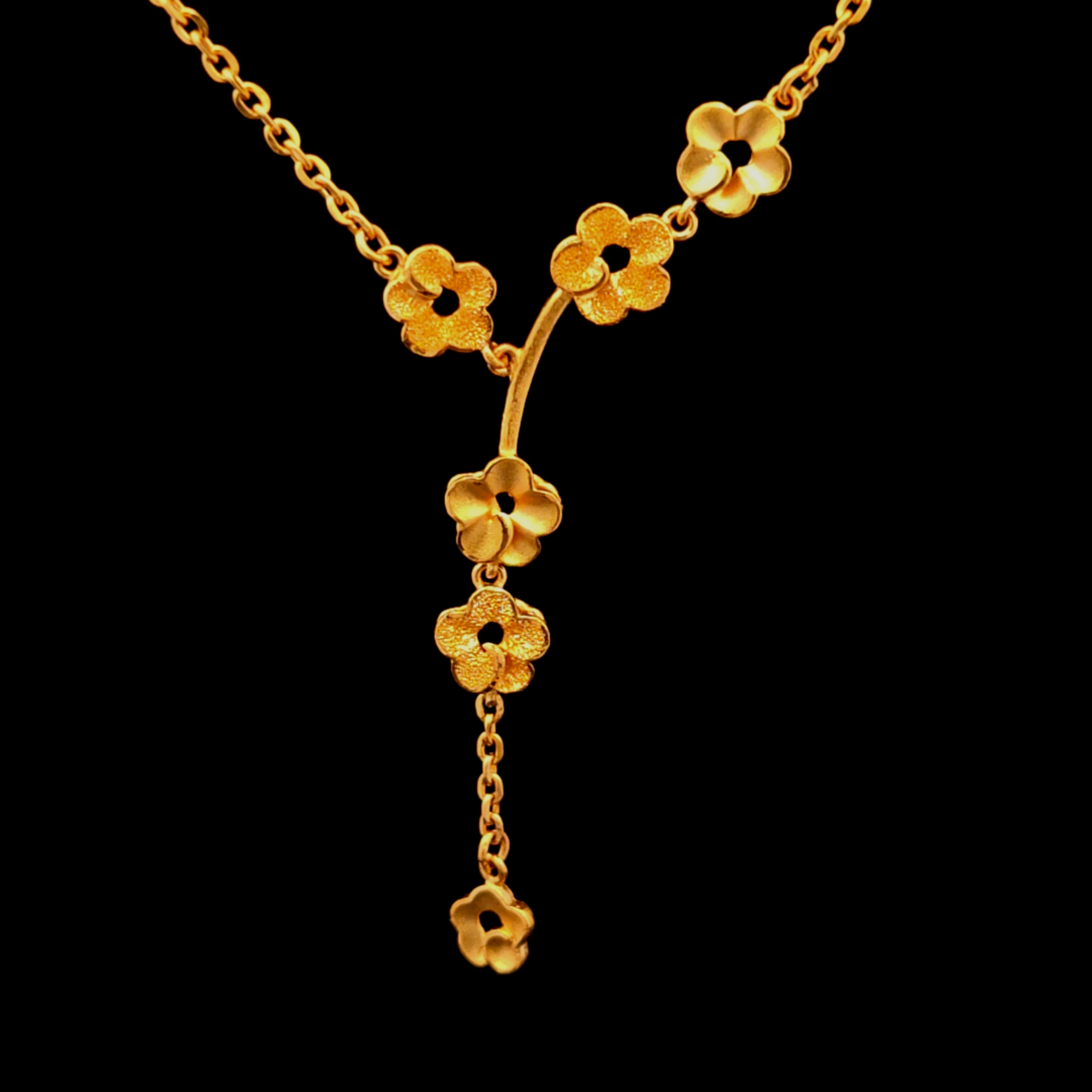 Flora 22KY Multi Flower Lariat Necklace