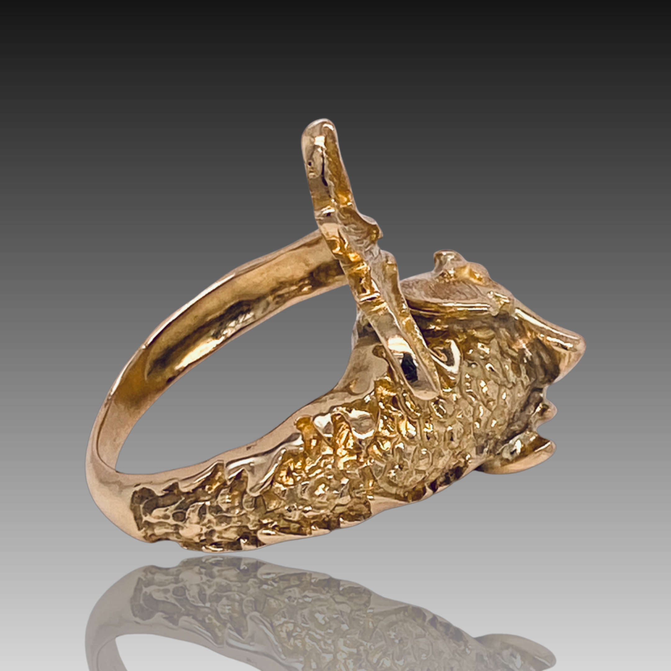 Norah 18KY Koi Fish with Ruby Eyes Ring