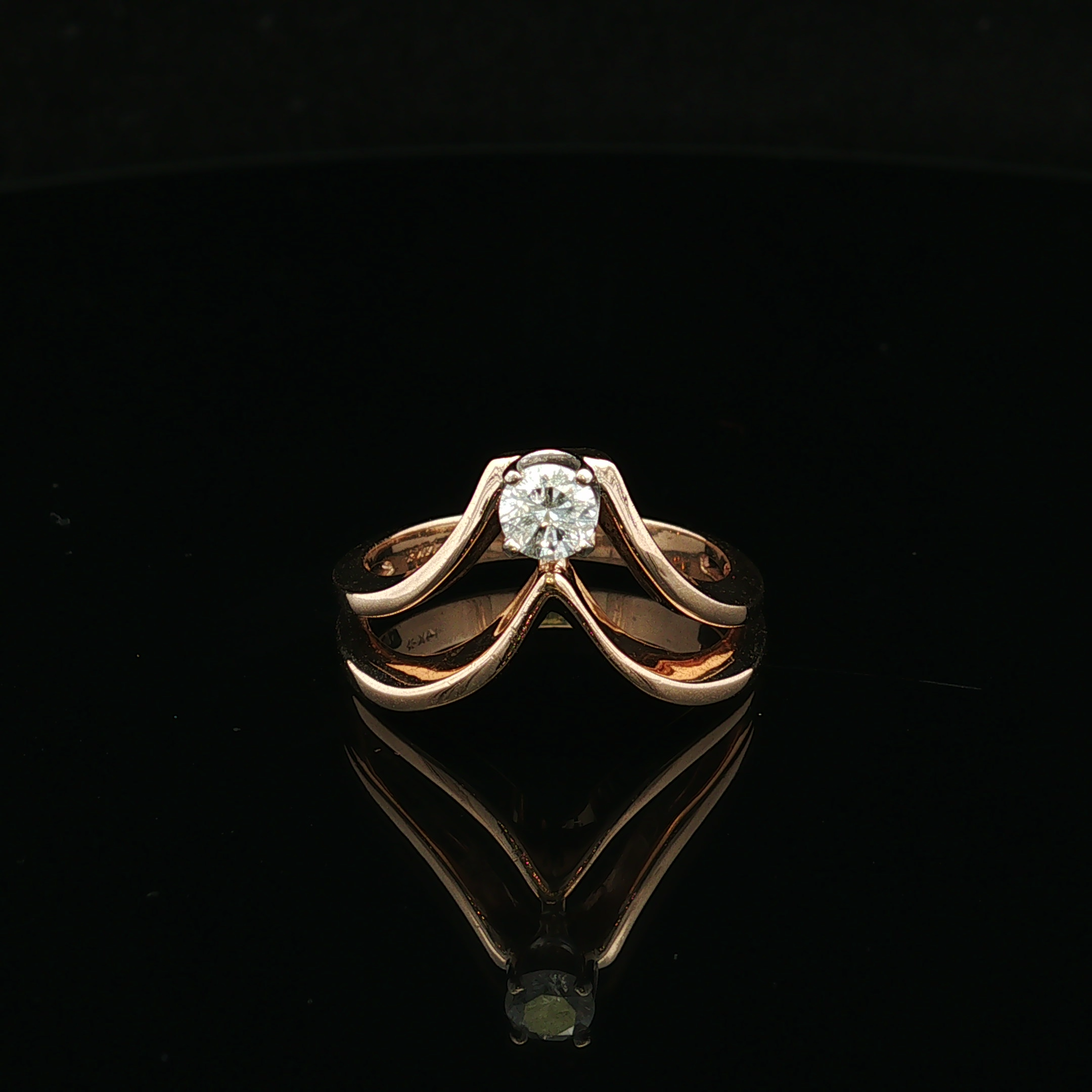 Milalyn 14K Two Tone .24 CT Round Brilliant Diamond Ring