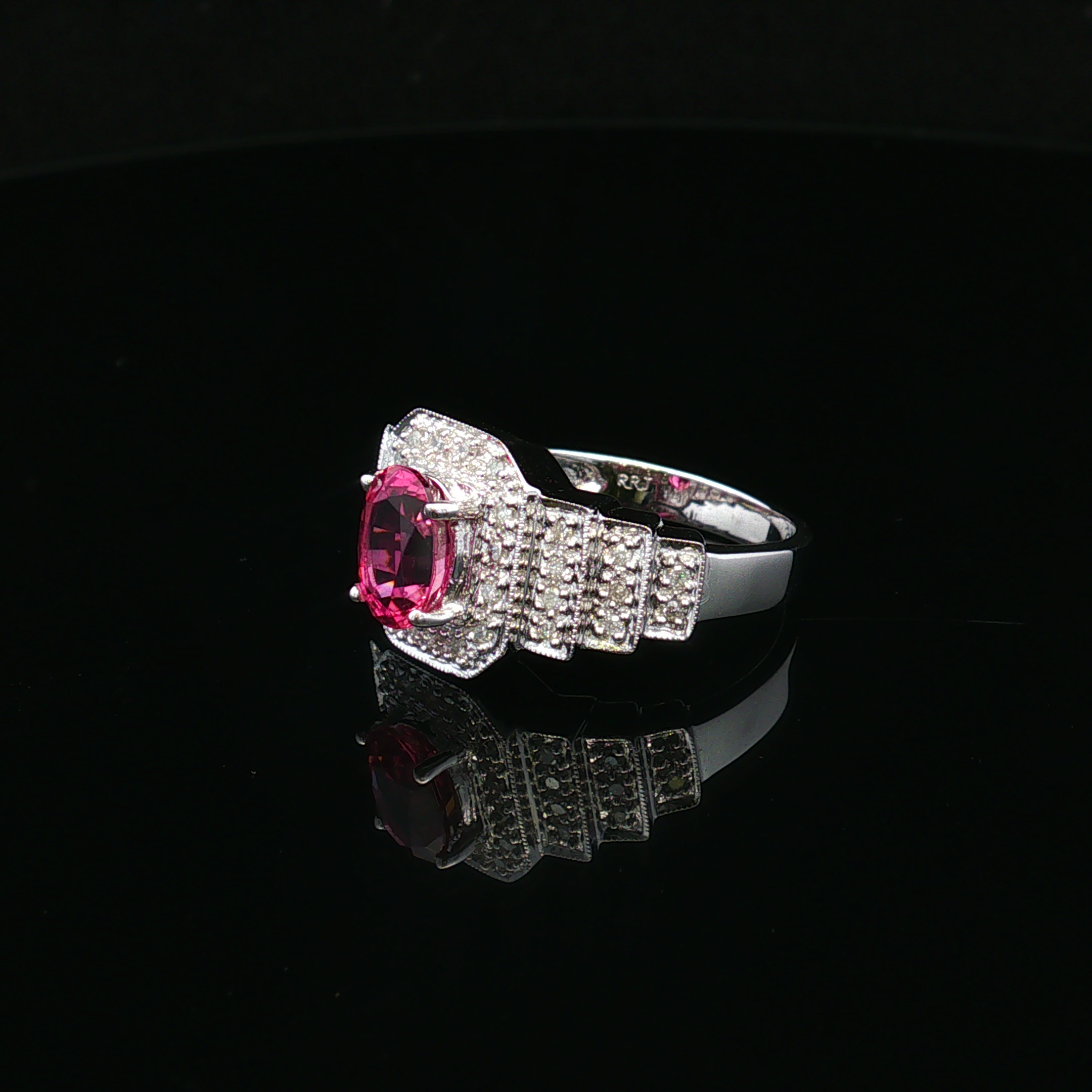 Briellea 14KW Pink Tourmaline & Diamond Ring