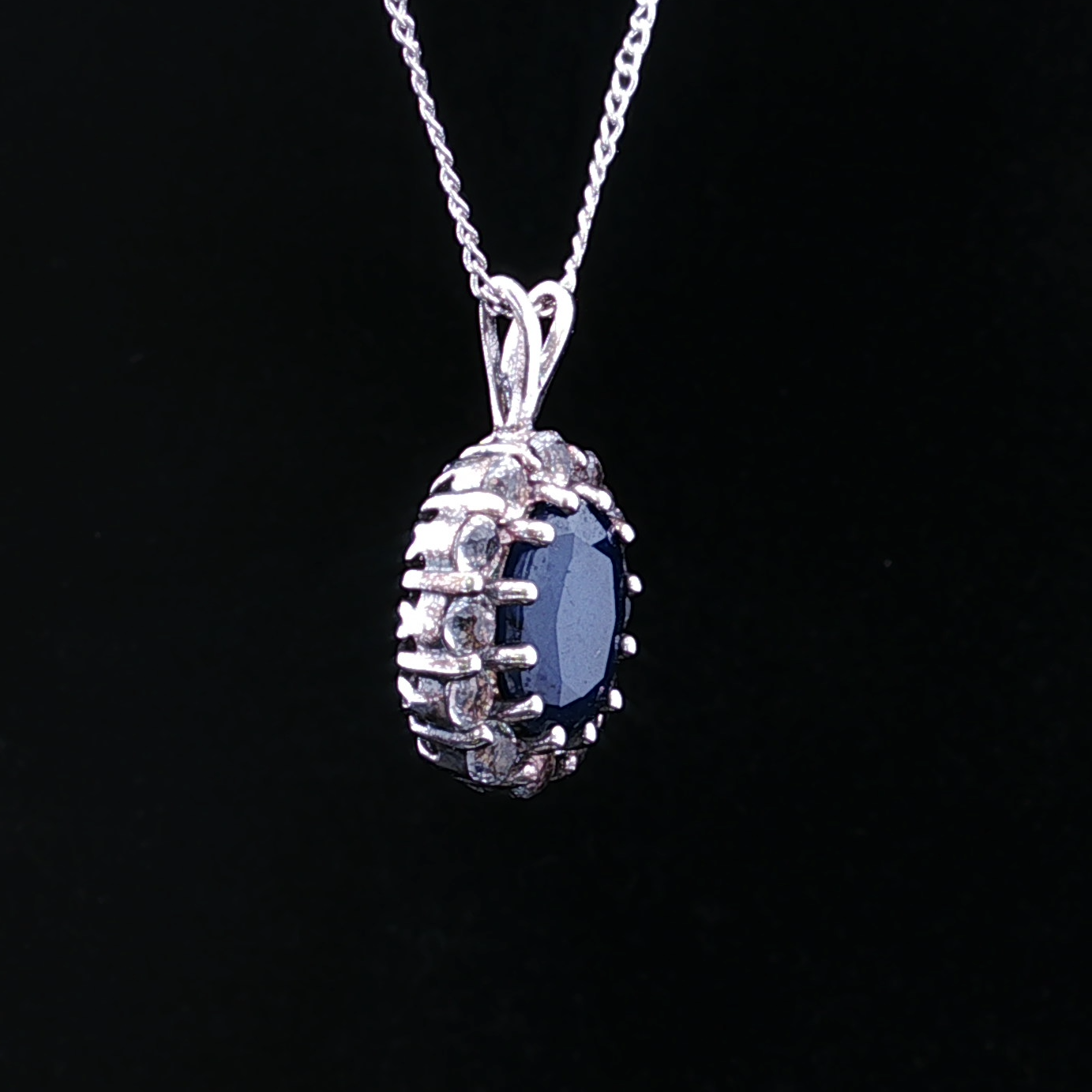 Francesa Silver Lapis Halo Necklace