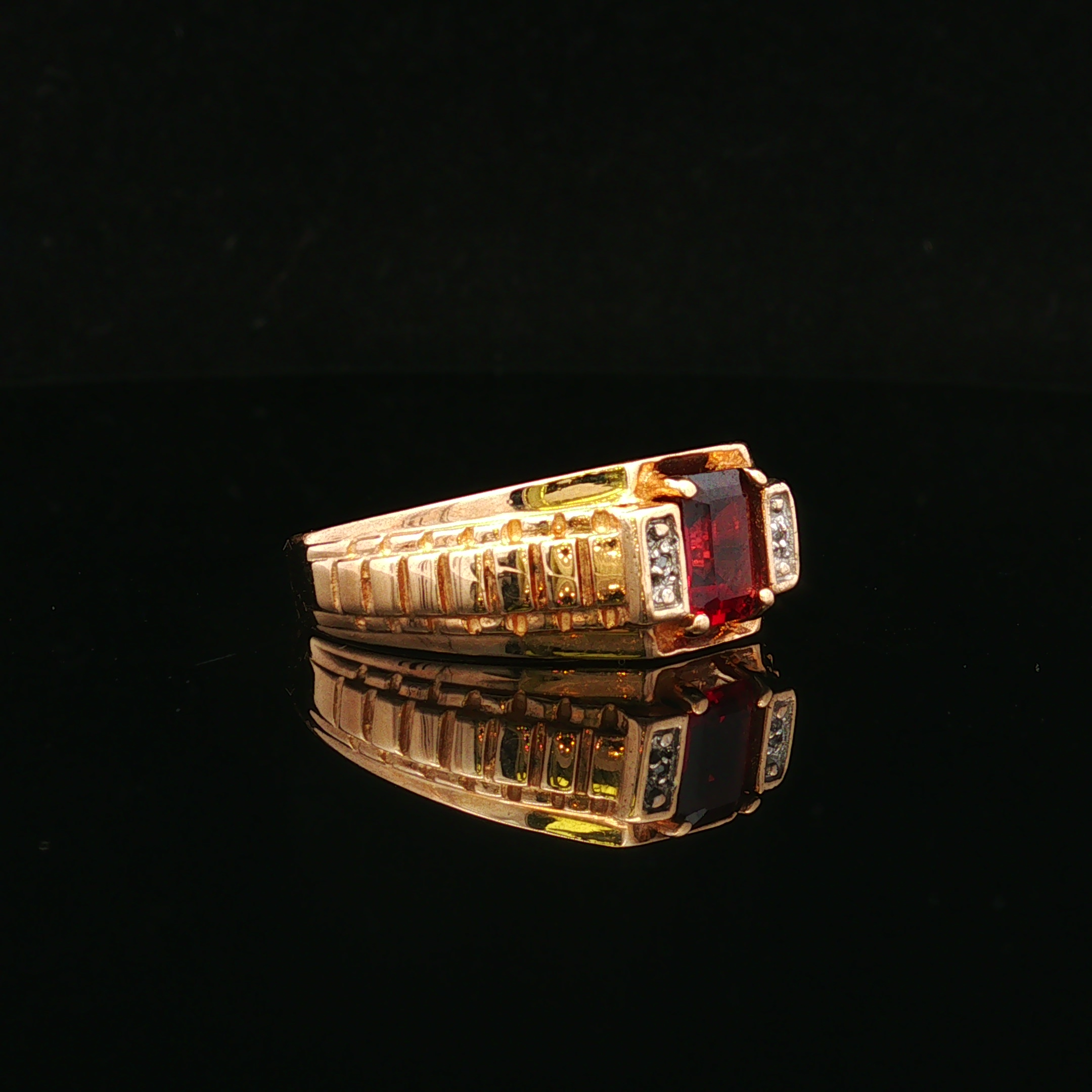 Bridger 10K Yellow Gold Garnet & Diamond Ring