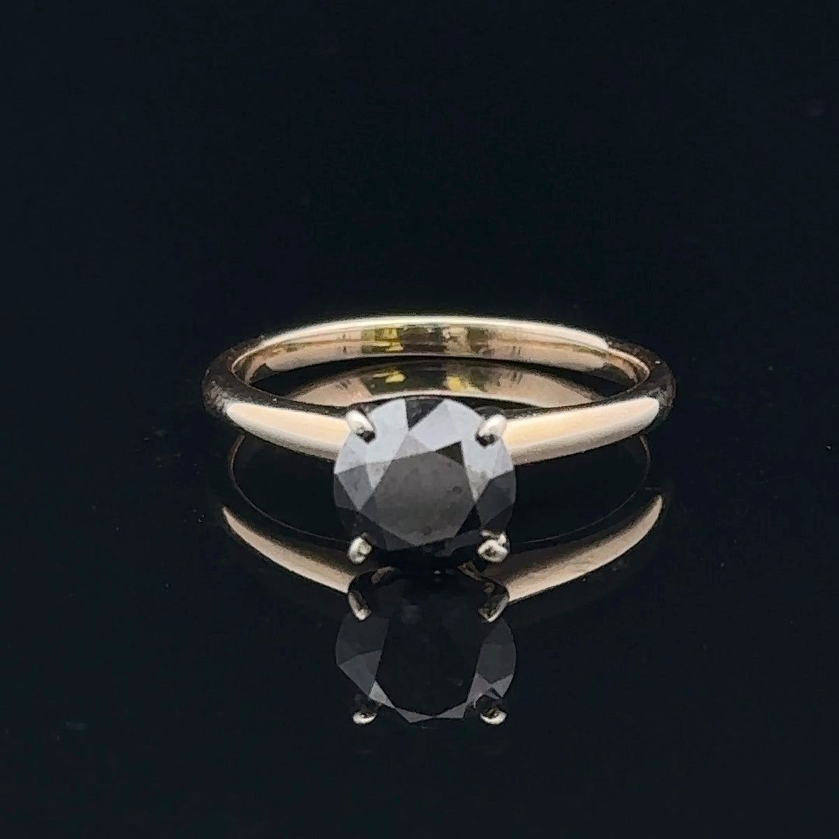 Sabrina Two-Tone 14K Engagement Ring with 1.50ct Black Diamond