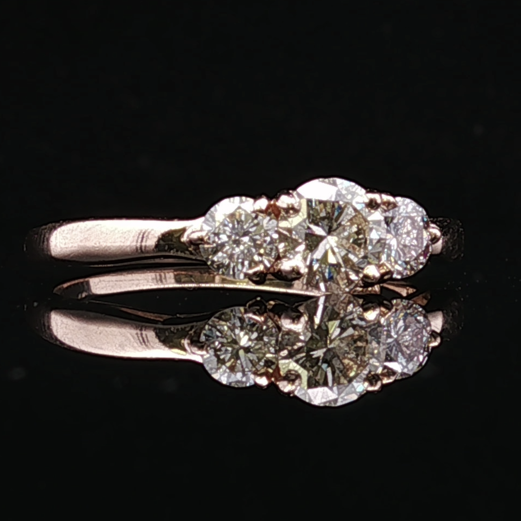 Margaret 14K Yellow Gold Three Diamond Ring