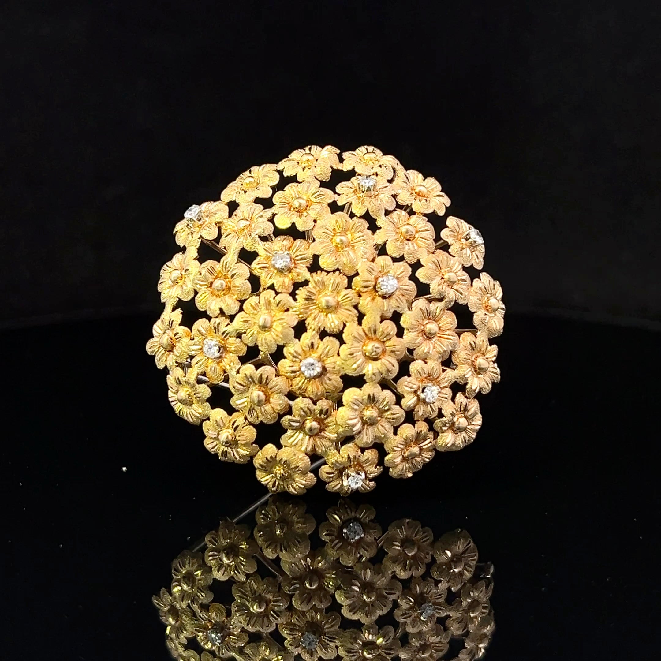 Kyla 18K Yellow Gold Dome of Flowers Ring with .27 CTW Diamonds
