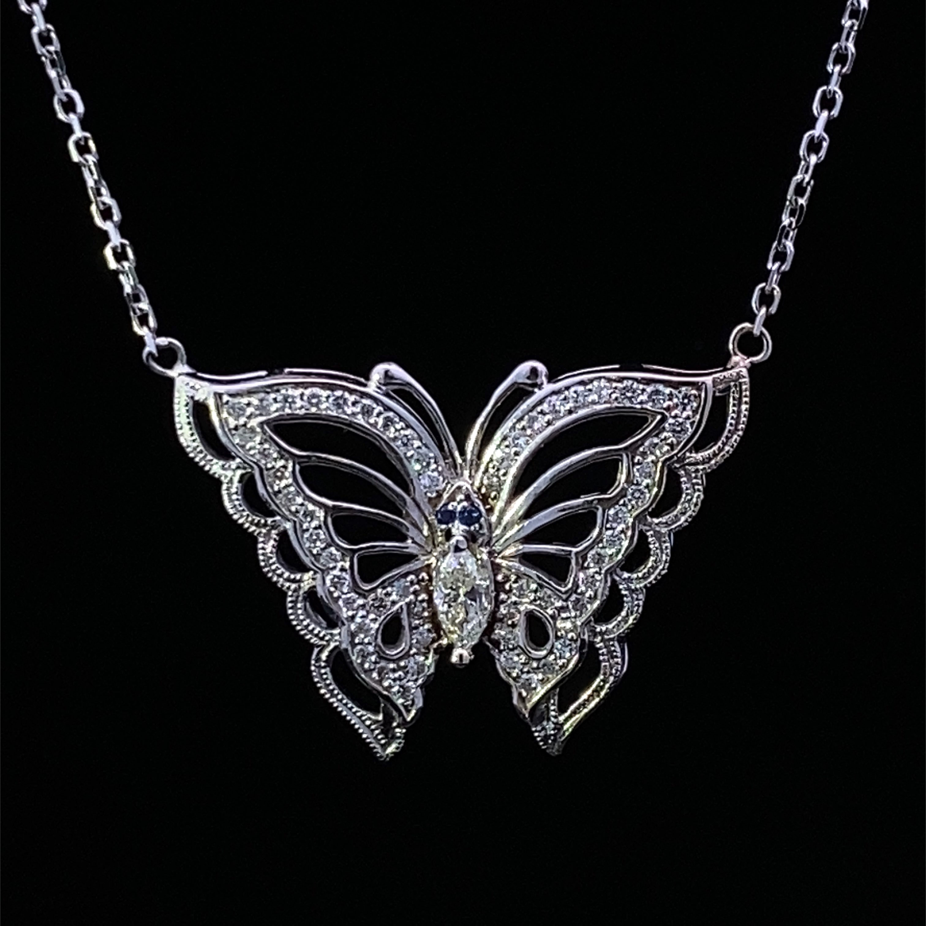 Kimora 14K White Gold Open Butterfly Diamond Necklace