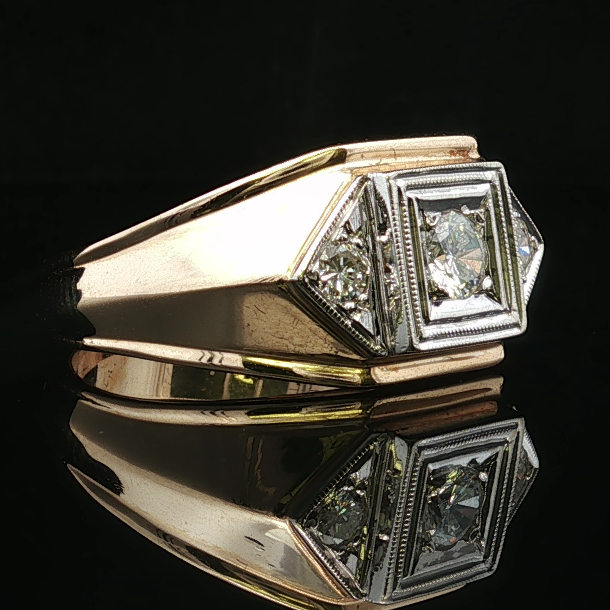 Alec Three Diamond Ring in 14K Yellow Gold
