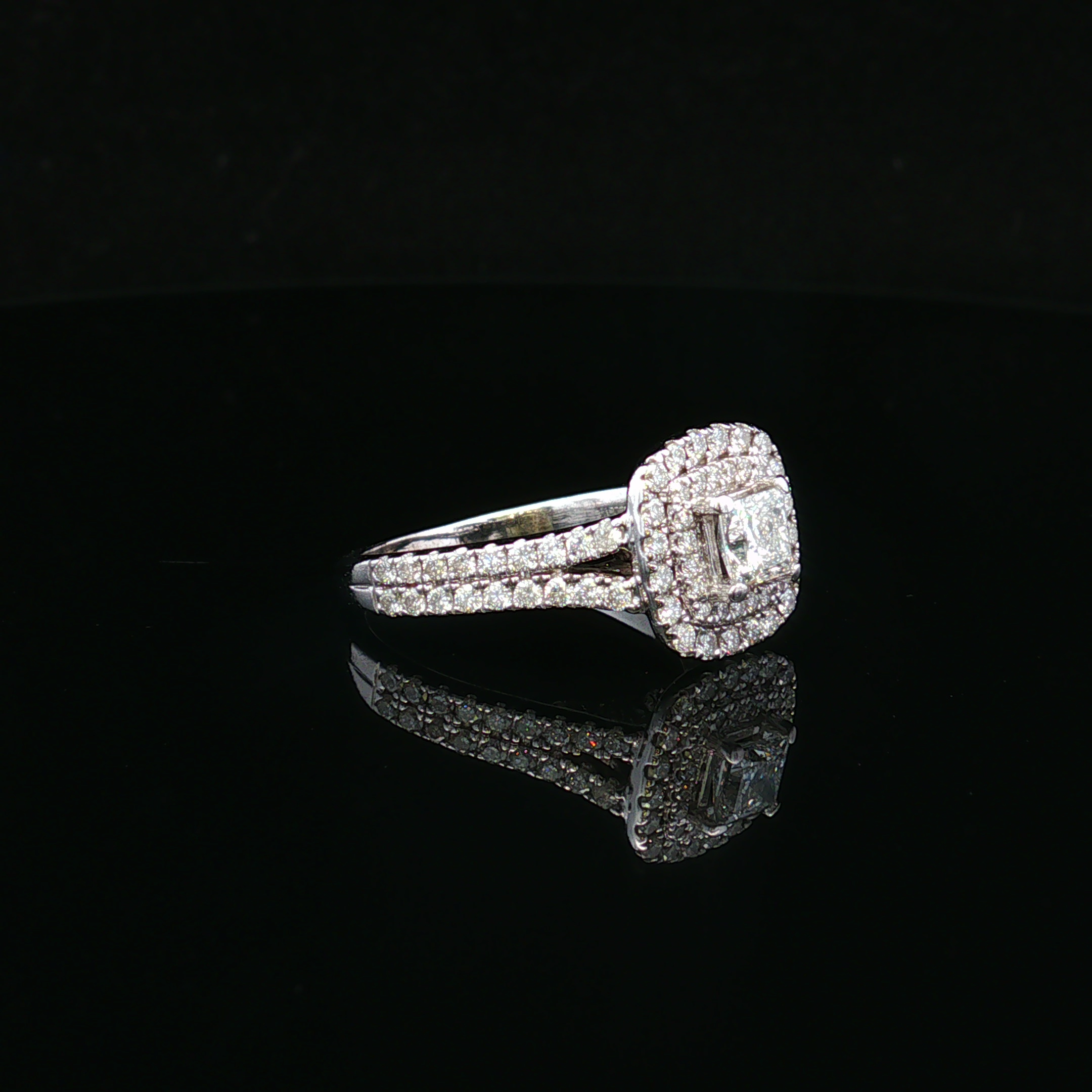 Marlene 14KW Vera Wang Double Halo Diamond & Sapphire Ring