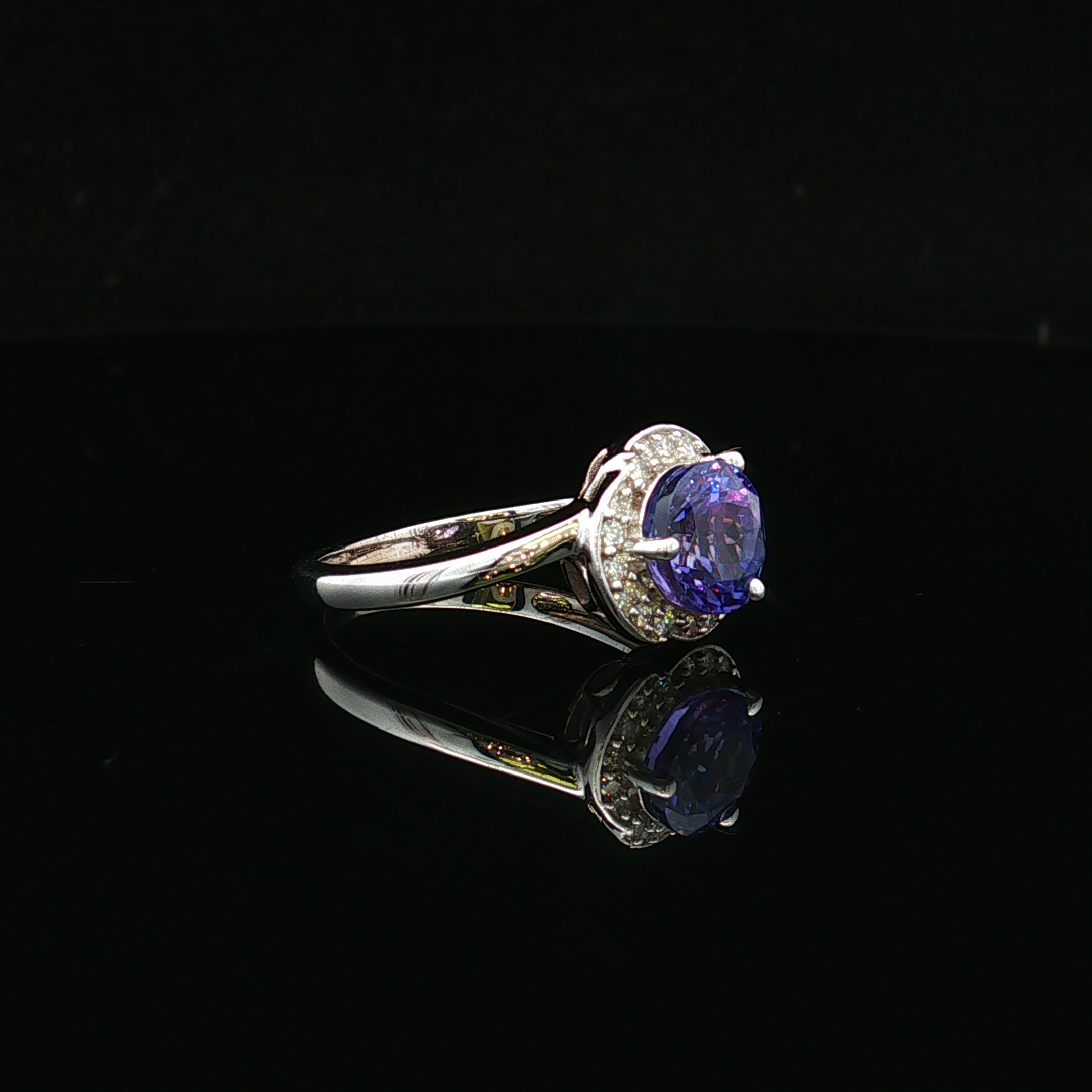 Maribele 14KW 1.40 CT Tanzanite & Diamond Halo Ring