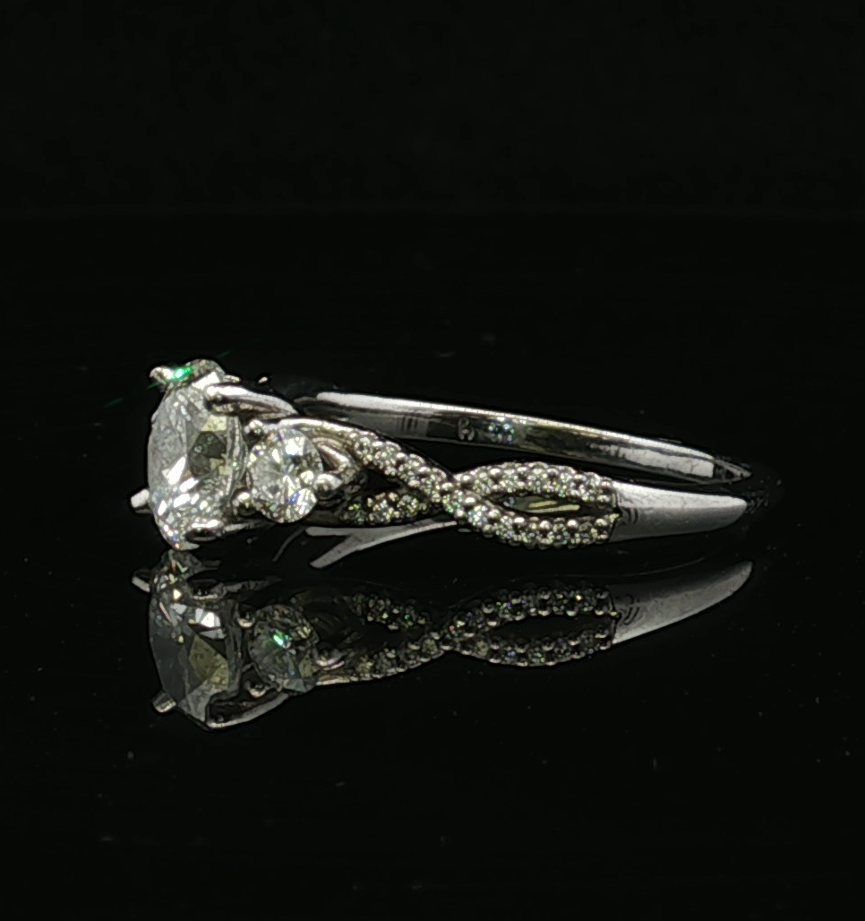 Diana Platinum Oval Three-Stone Diamond Engagement Ring