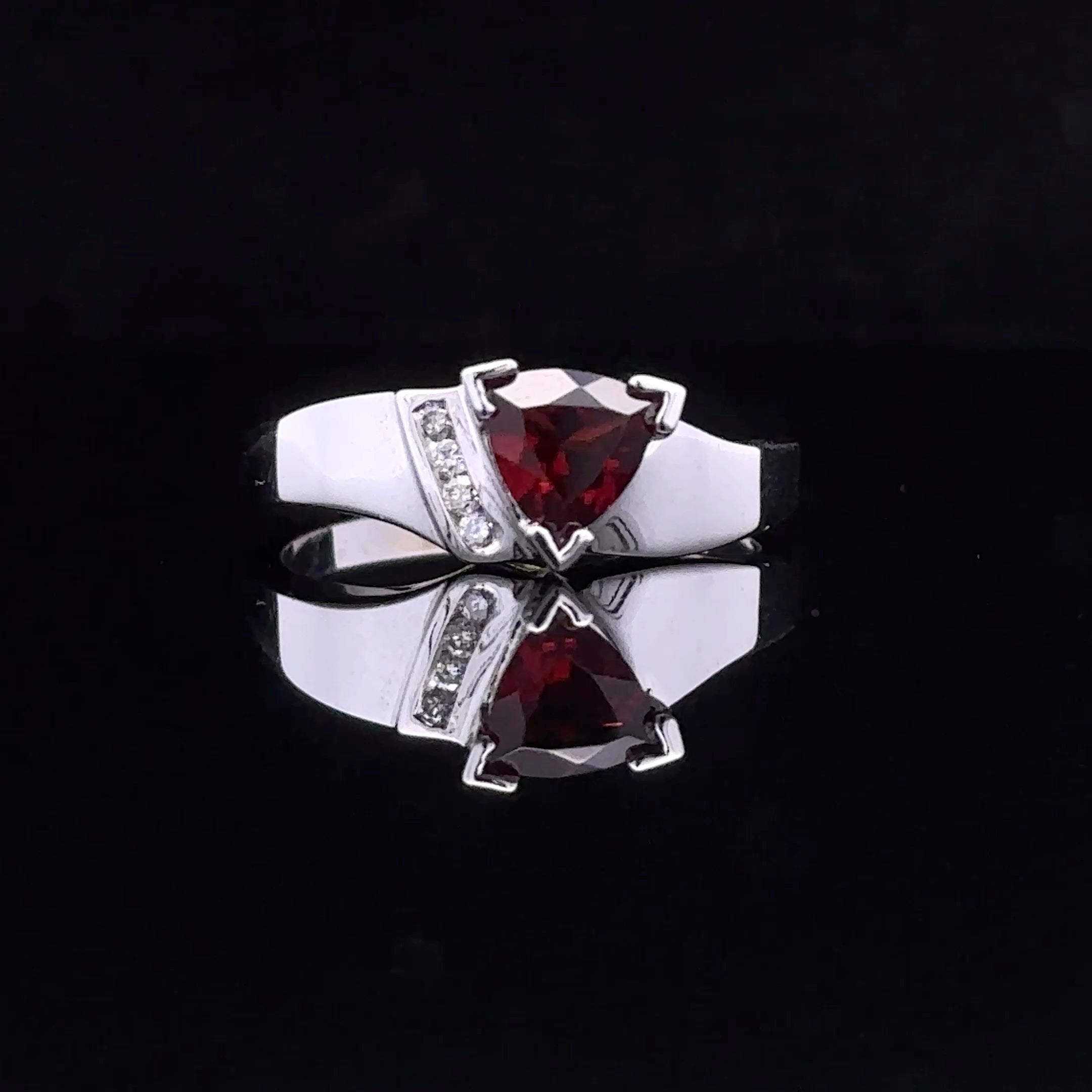Ryan White 14K Contemporary Ring with Trillian Garnet and Diamond Accents