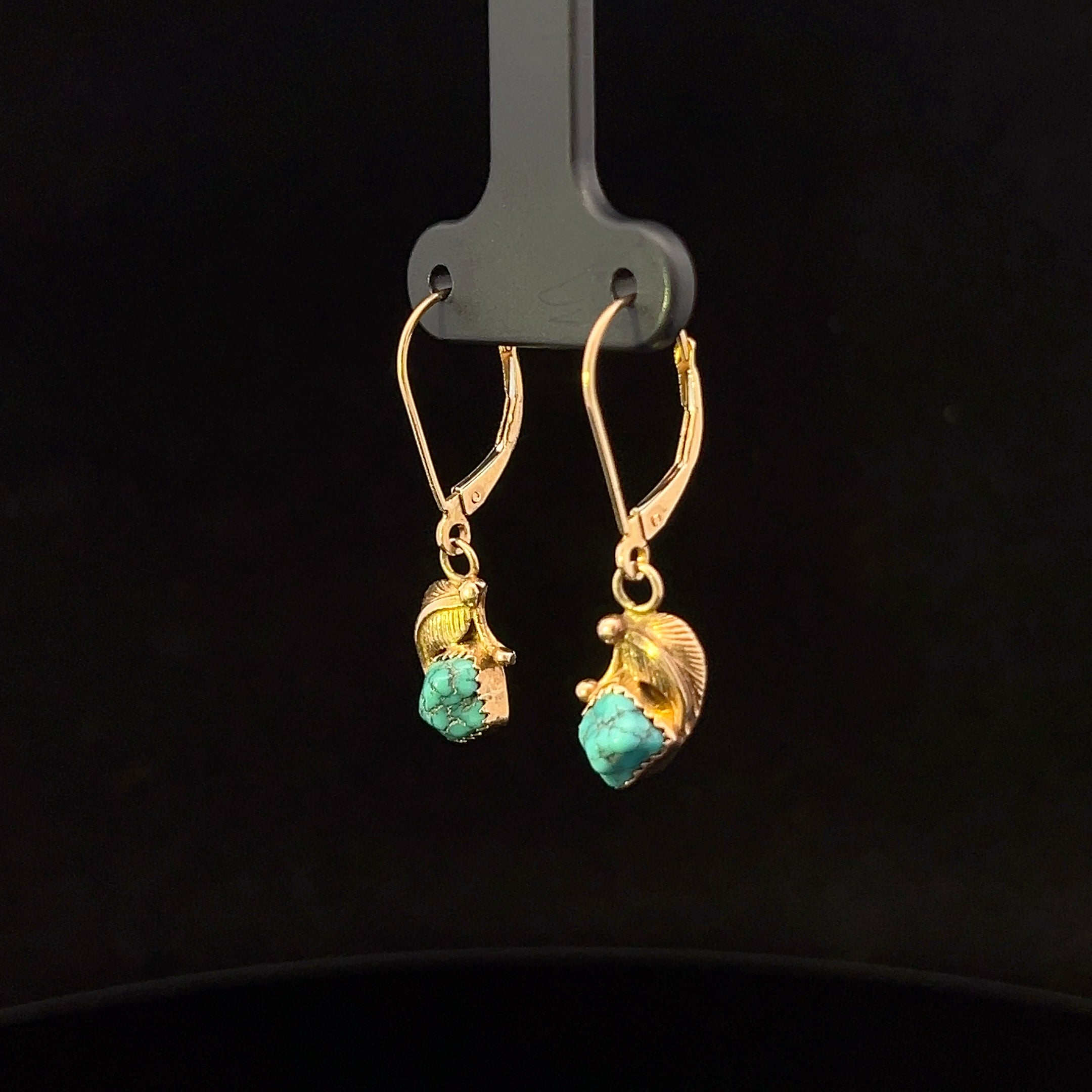 Cecilia 14KY Turquoise Nugget Dangle Earrings