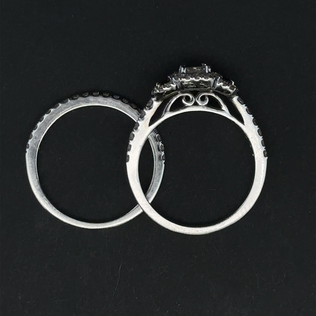 Keilani 14k White Gold Blue Sapphire and Diamond Wedding Set