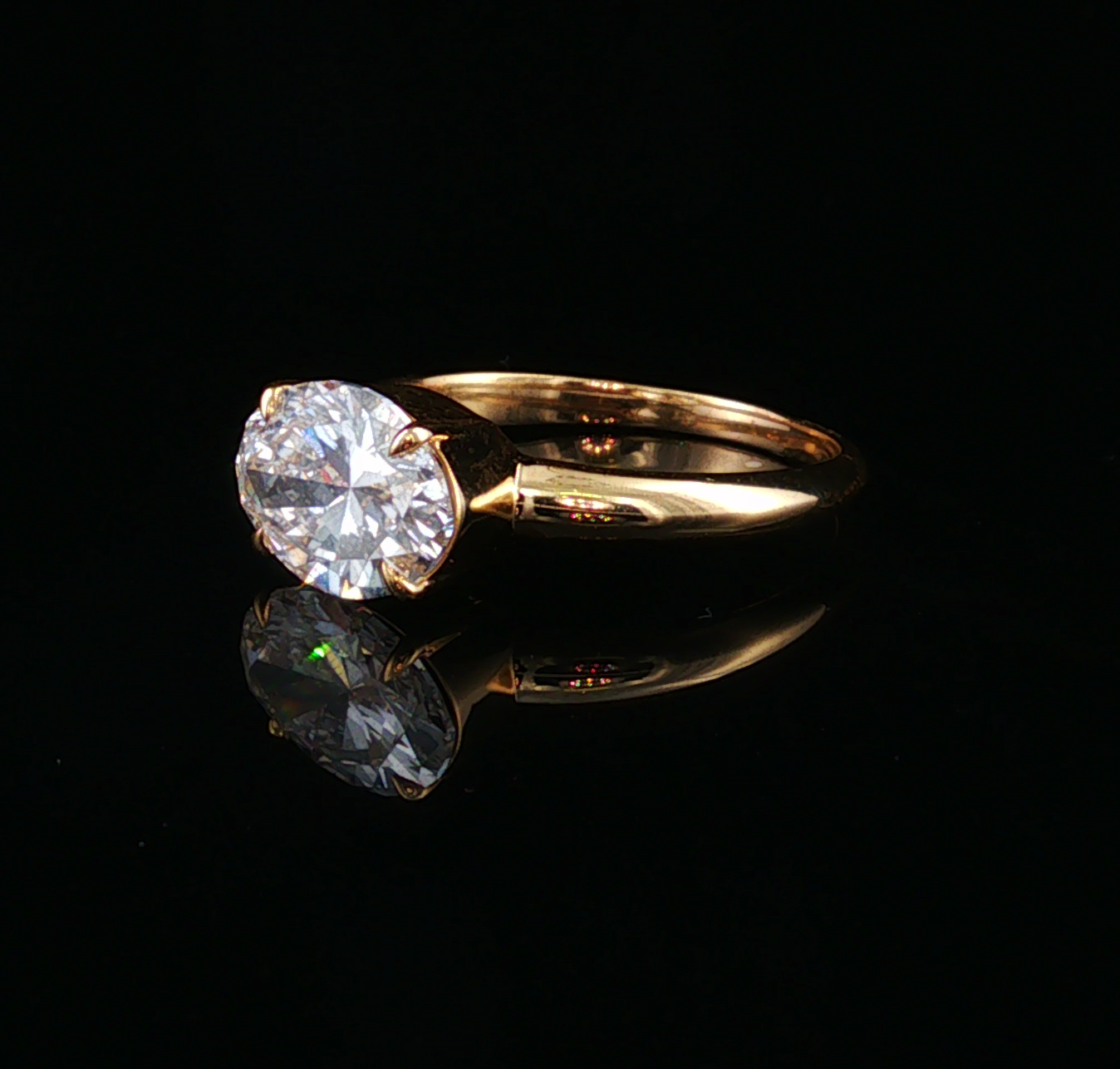 Sybil 14K Yellow Gold 2CT East/West Oval Lab-Grown Diamond Ring