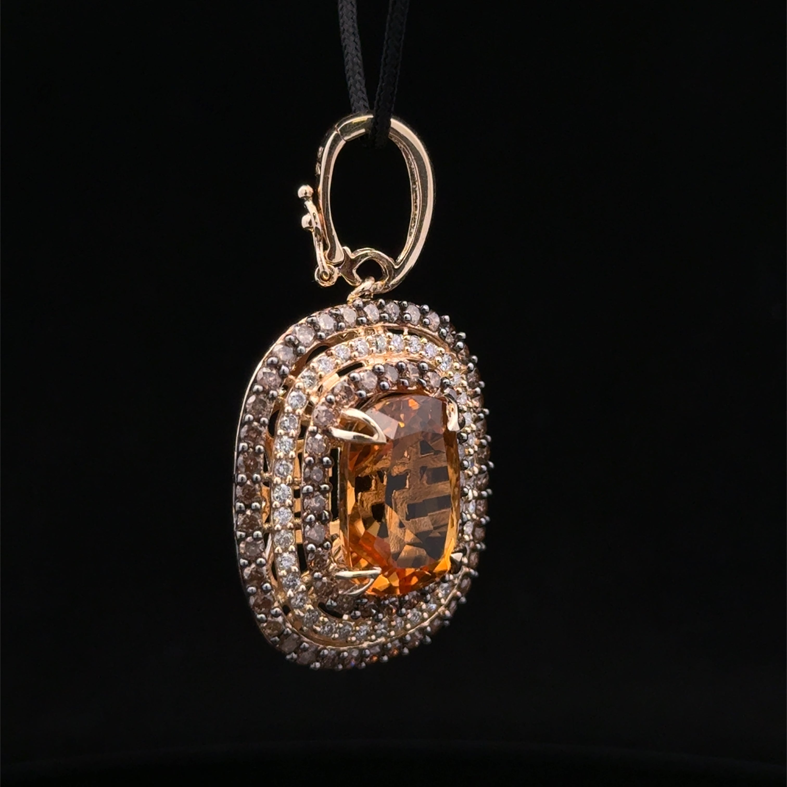 Ardis 14K Gold Citrine Triple Halo Pendant