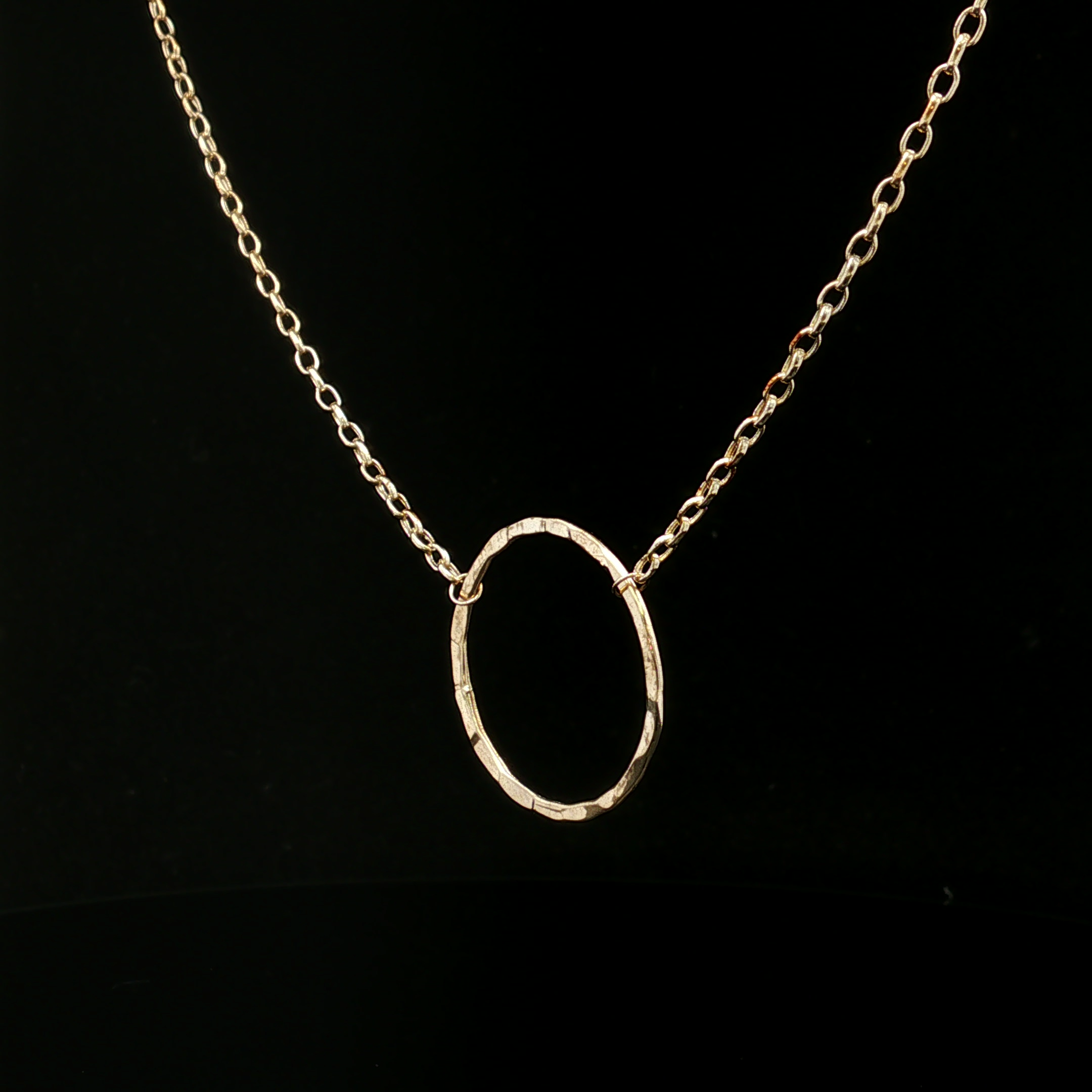 Inez 14K Yellow Gold Hammered Circle Necklace