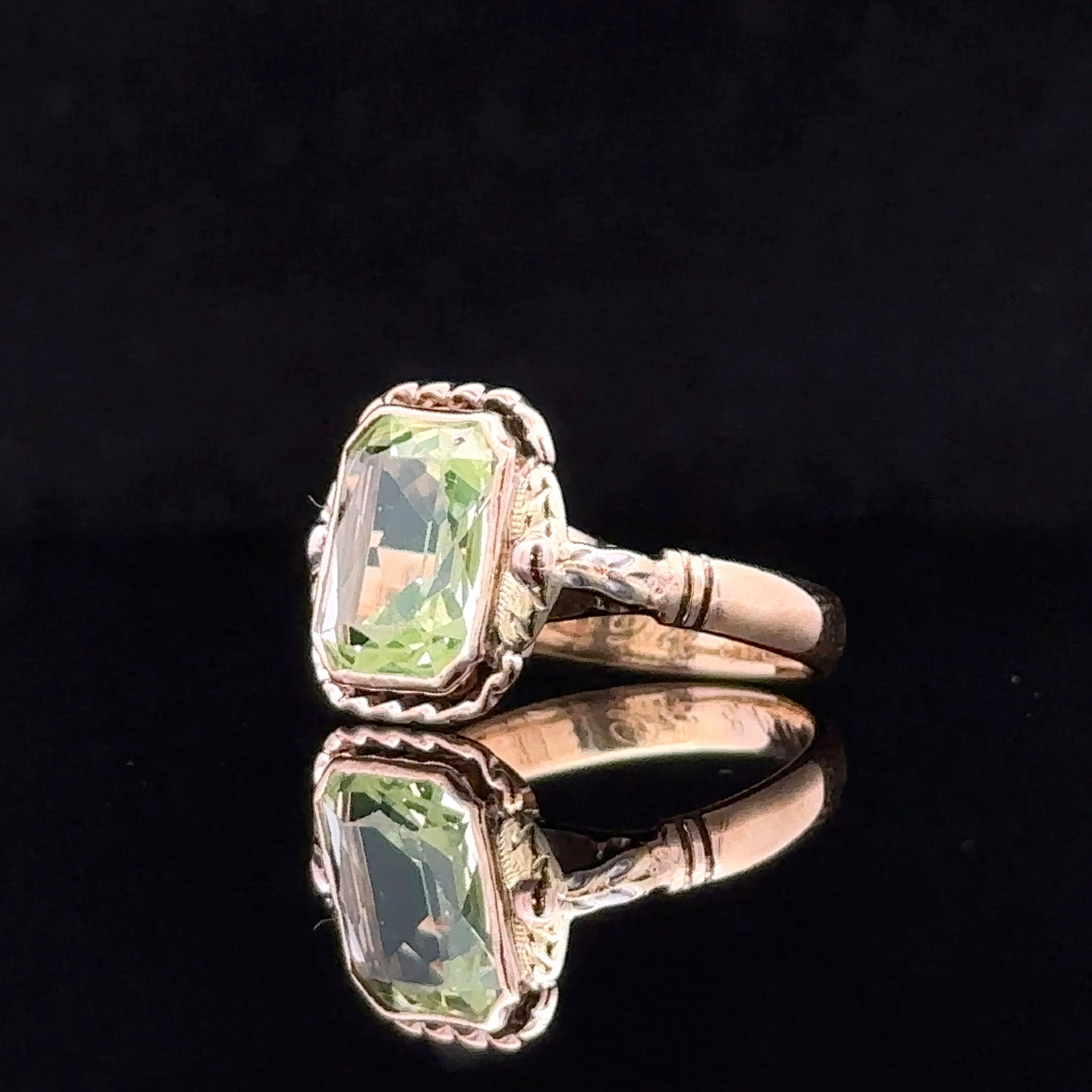 Ansley 14K Yellow Gold Vintage-Style Fashion Ring with Green Quartz