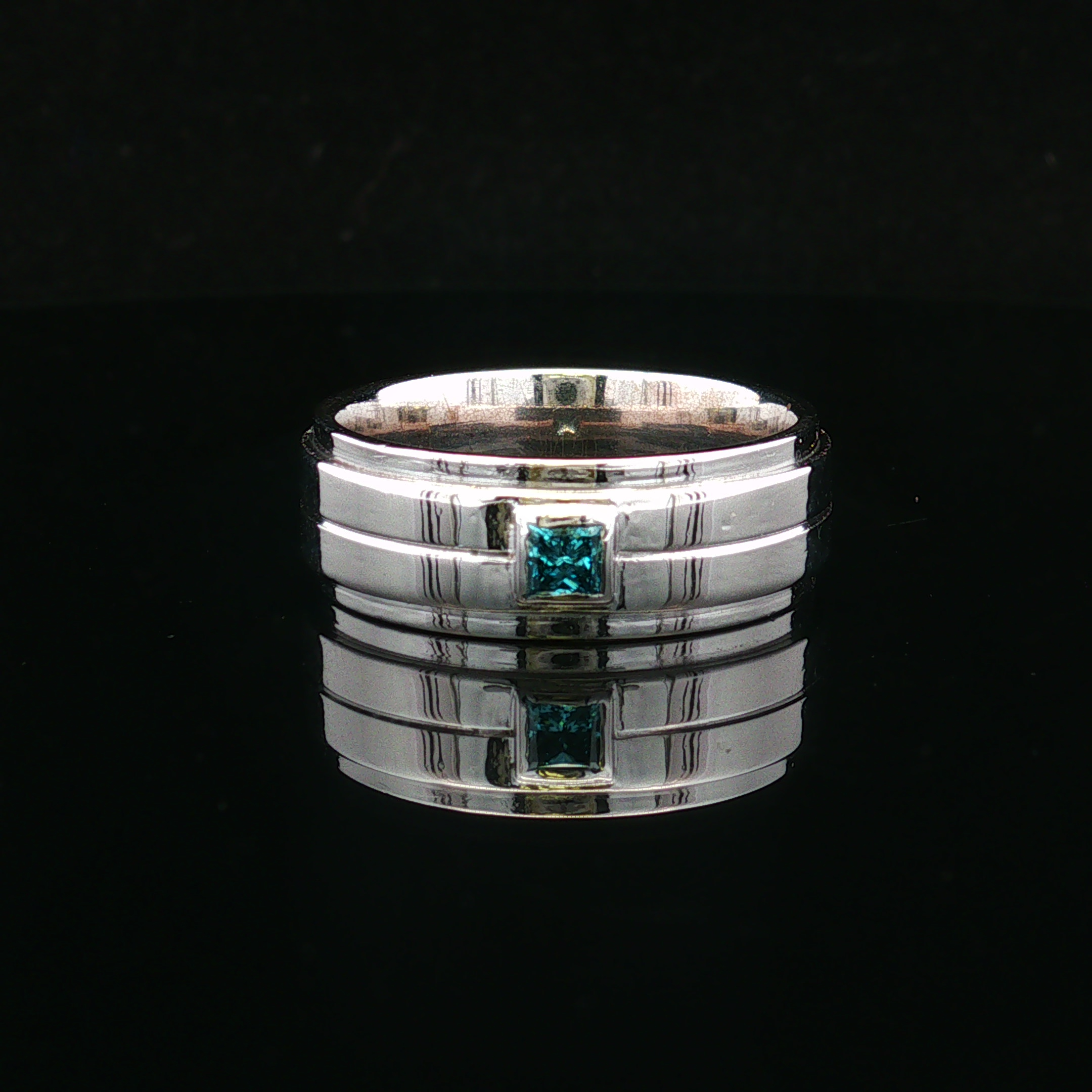 Finley 14KW .16 CT Princess Cut London Blue Diamond Men's Band