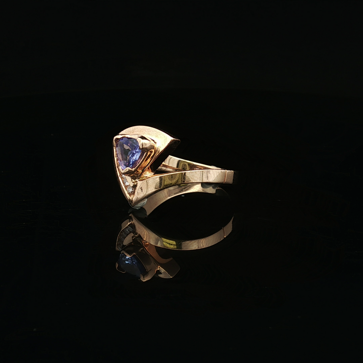 Braylee 14KY .45 CT Trillion Tanzanite & .09 Diamond Ring