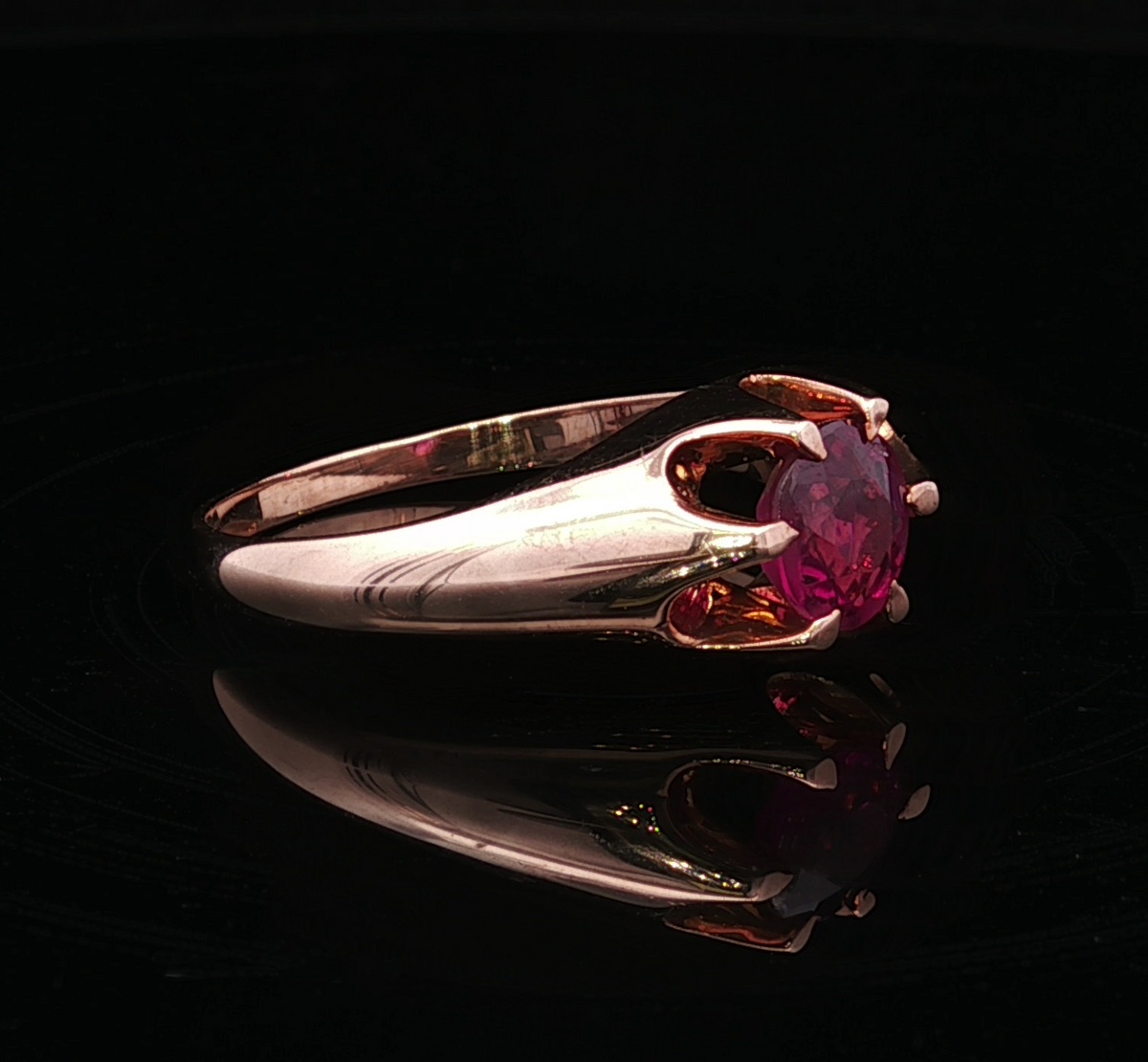Javier 10K Yellow Gold Red Stone Ring