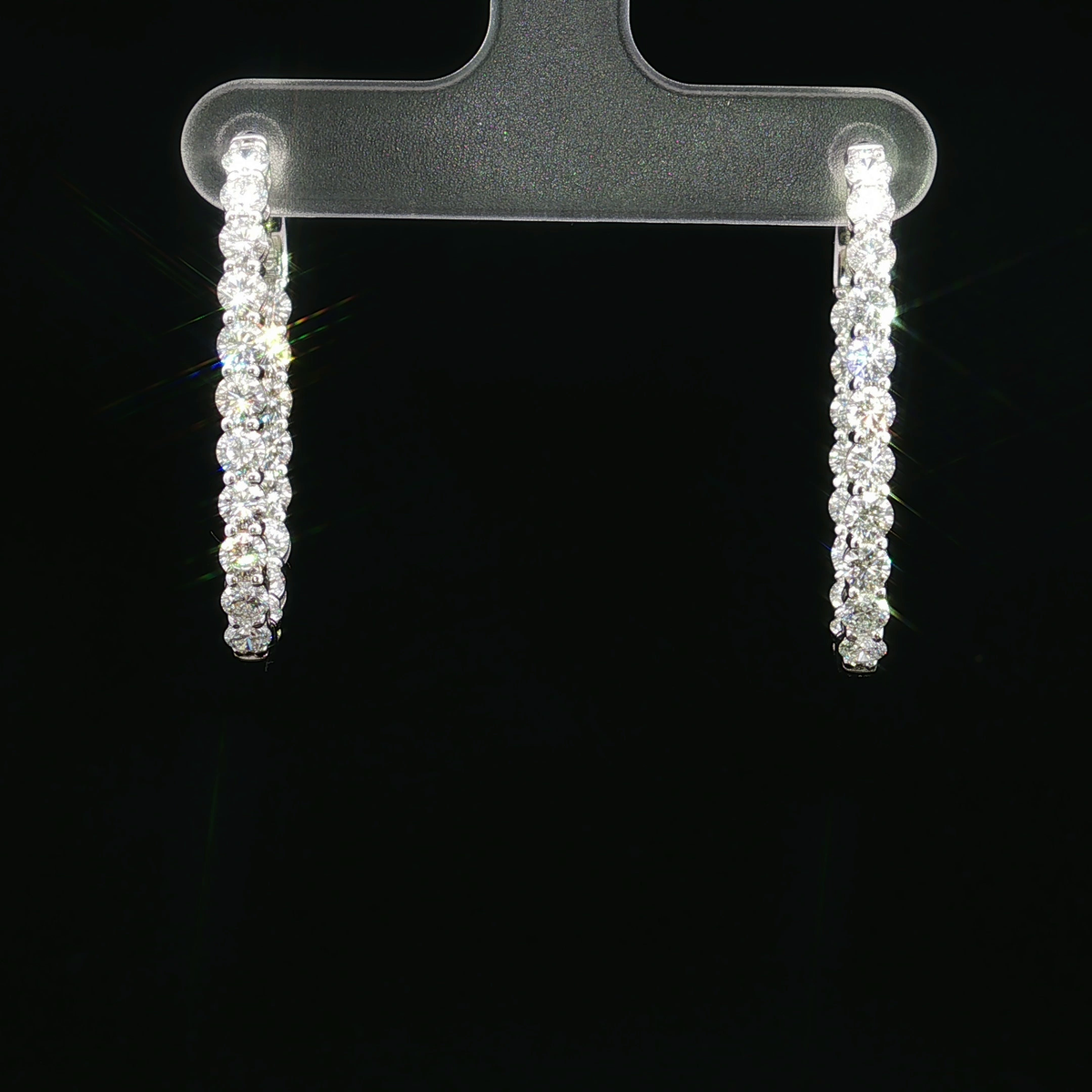 14K White Gold Medium Hoop Earrings with 3.00ct Lab Diamonds