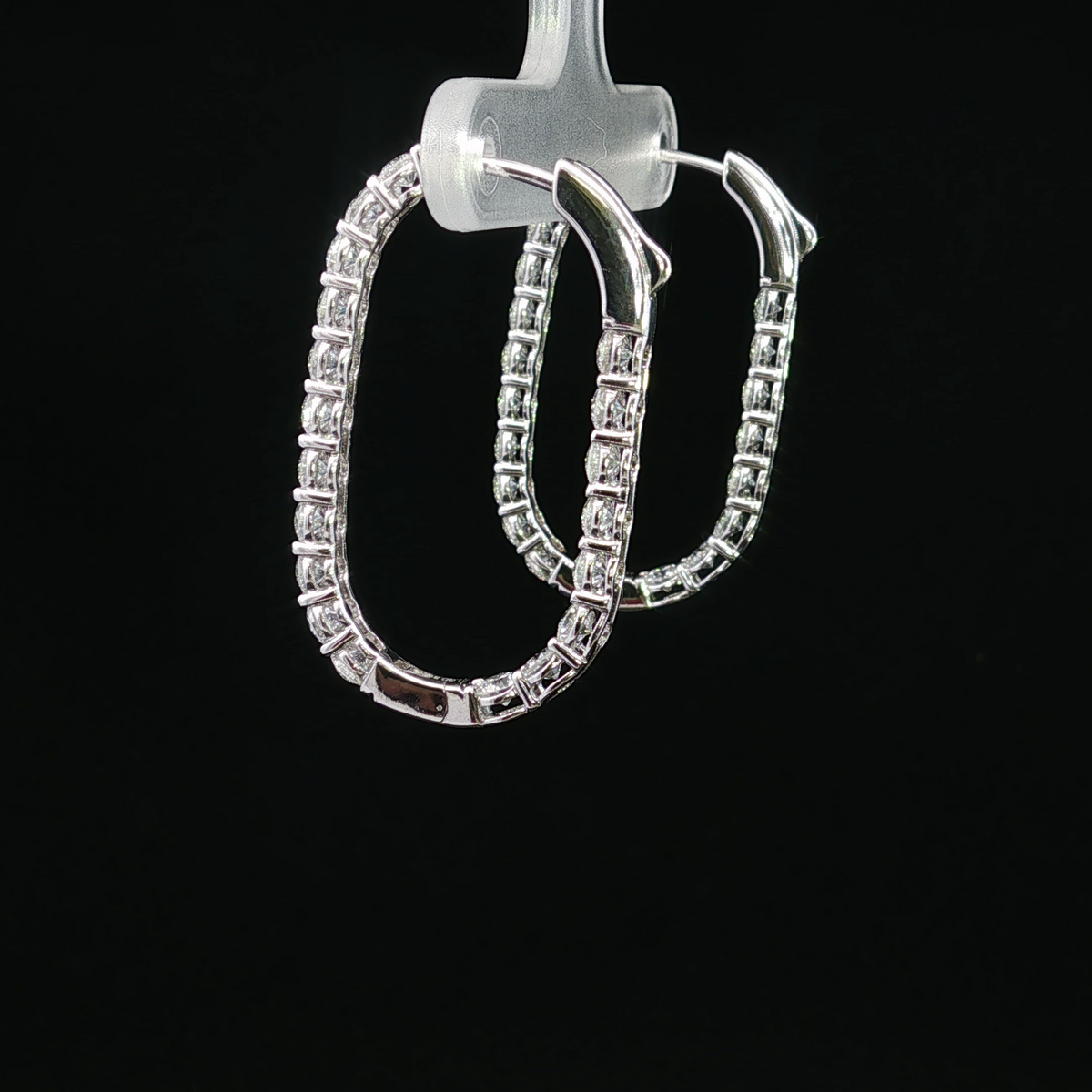 14K White Gold Medium Hoop Earrings with 3.00ct Lab Diamonds