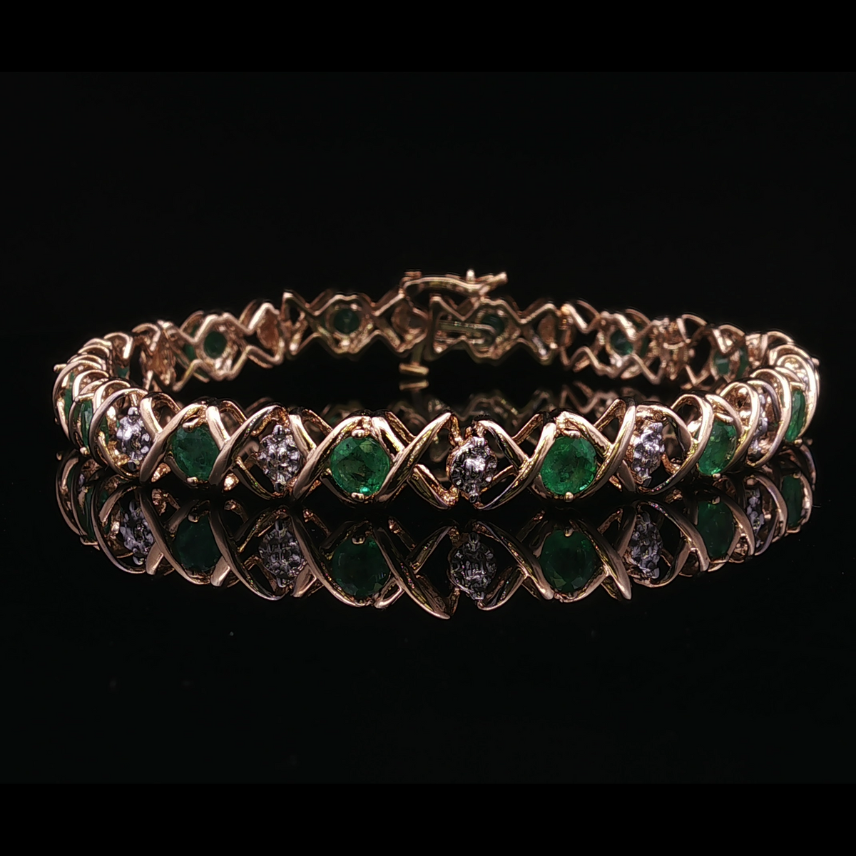 Esmeralda 14K Yellow Gold 4.9ctw Emerald & Diamond Bracelet