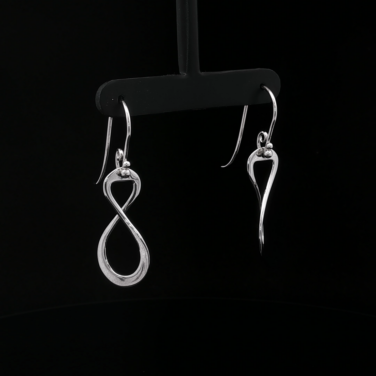 14K White Gold Infinity Drop Earrings
