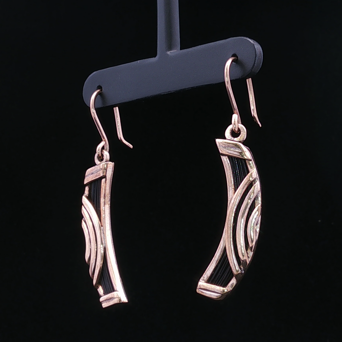 Onyx Wave Yellow 10K Dangle Earrings