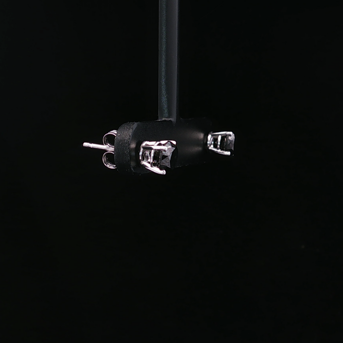 10K White Gold Black Diamond Stud Earrings