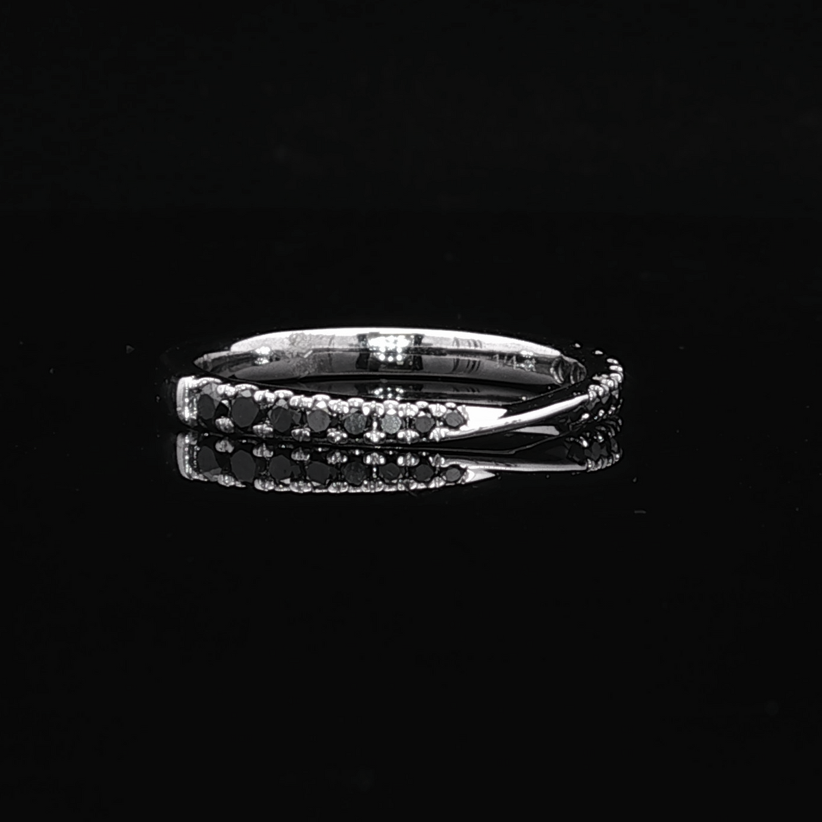 14K White Gold Angie Black Diamond Twist Band