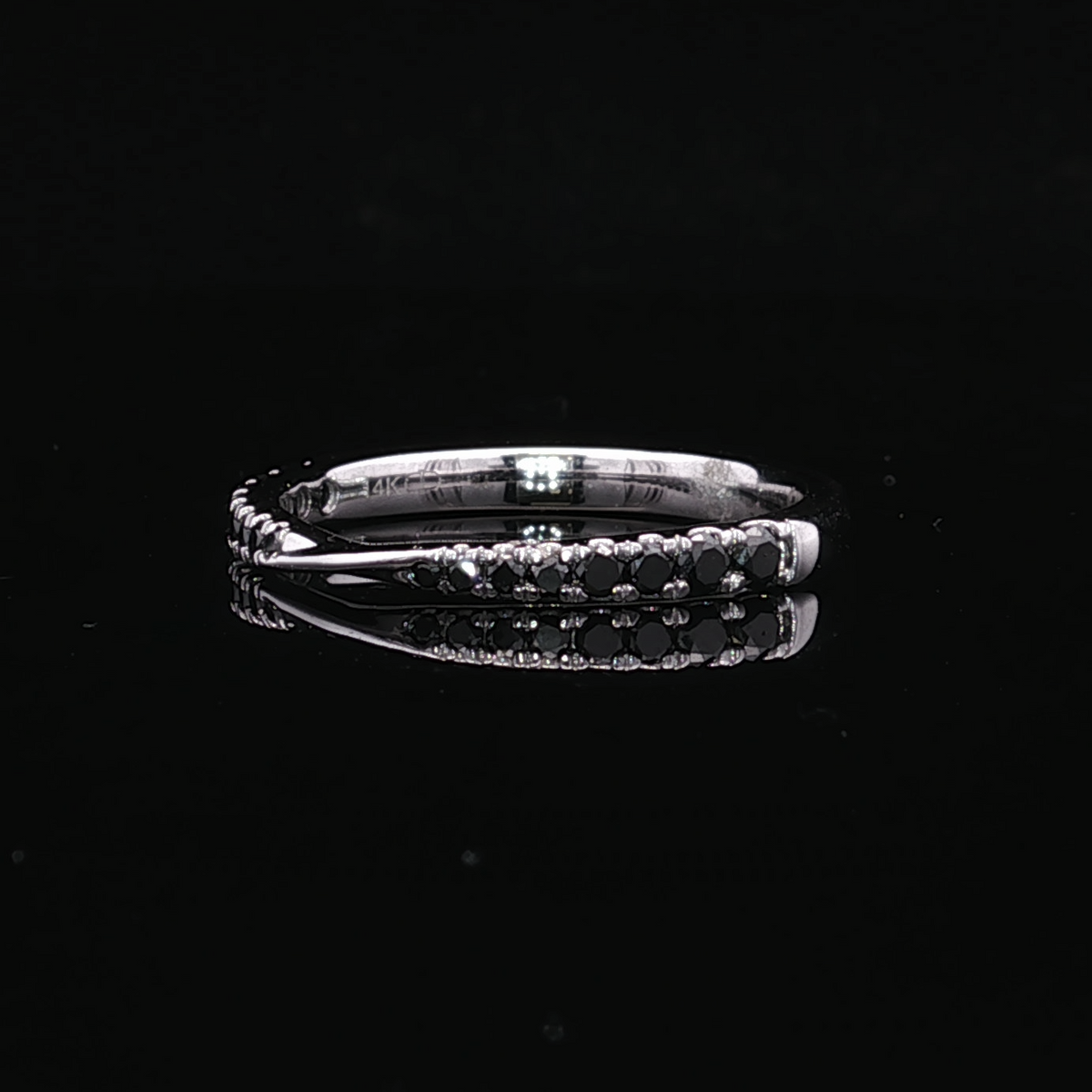 14K White Gold Angie Black Diamond Twist Band