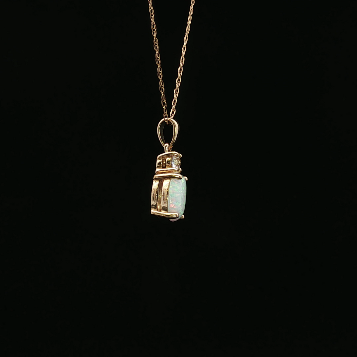 Treasure 10K Yellow Gold Opal & CZ Drop Necklace