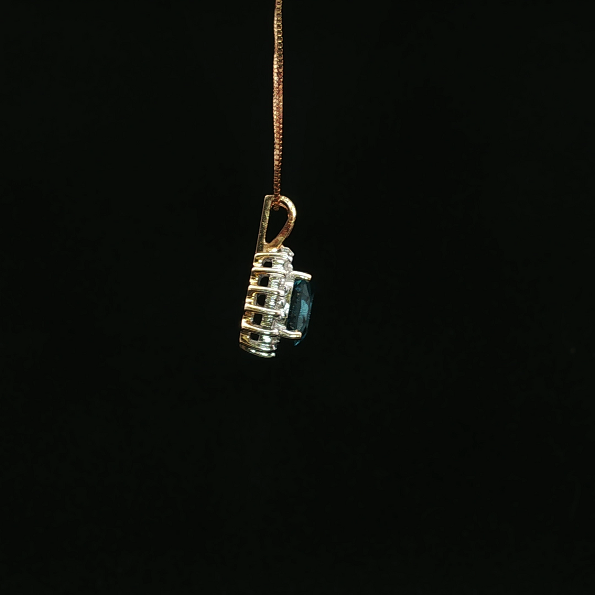 Elliott 14K Yellow Gold Blue Topaz & Diamond Halo Necklace