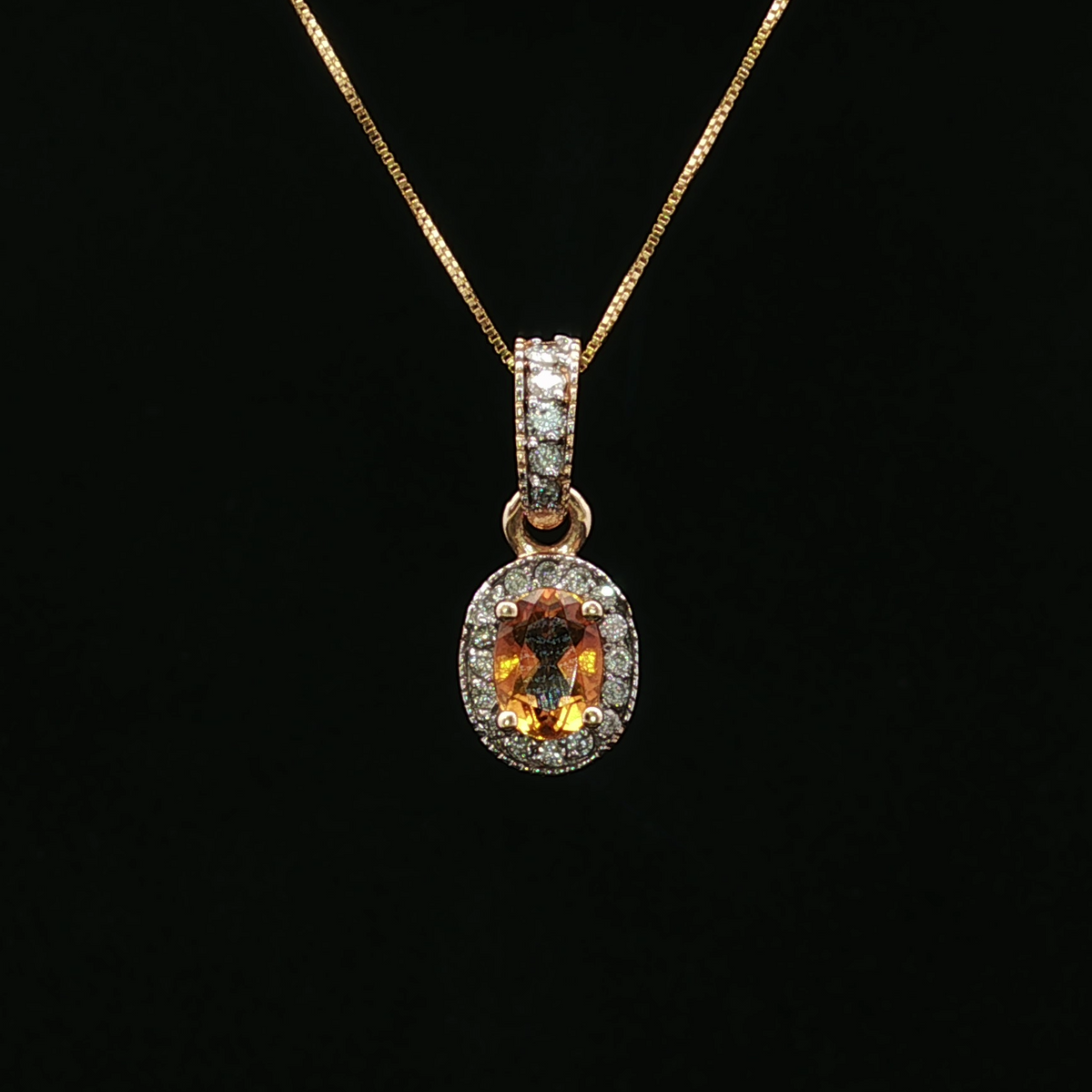 Guadalupe 14K Yellow Gold Citrine & Diamond Halo Pendant